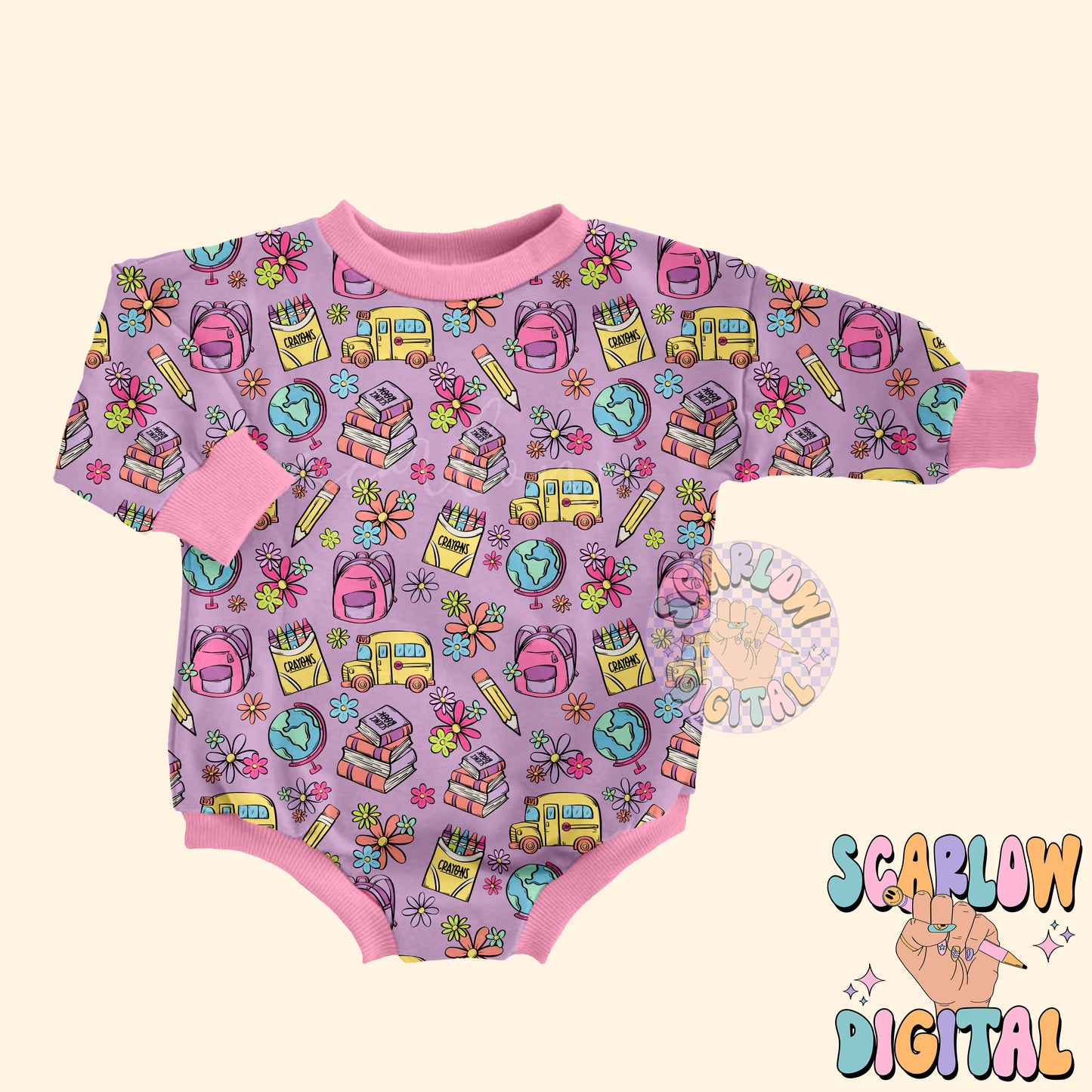 Girl Back to School Seamless Pattern Digital Design