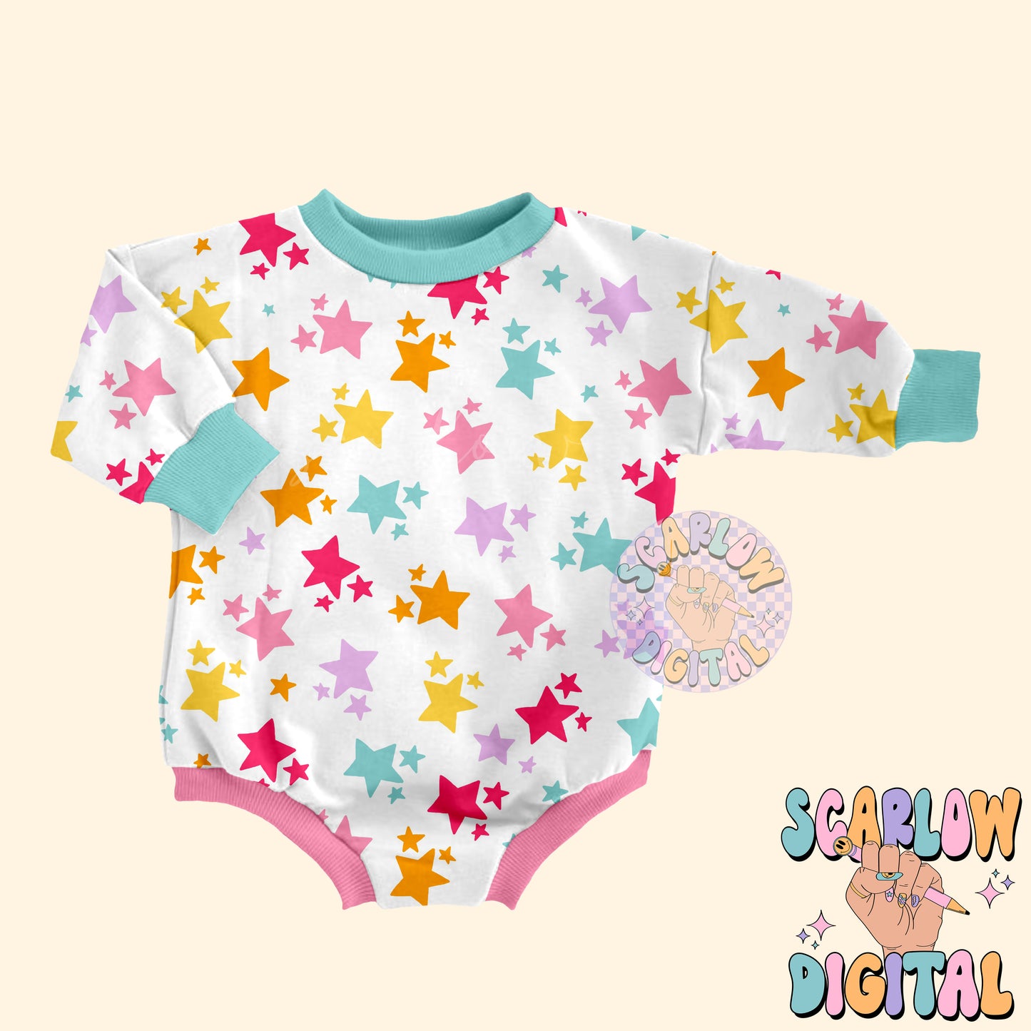 Stars Seamless Pattern Digital Design Download, colorful seamless pattern, retro digital prints, rainbow prints, kids seamless patterns