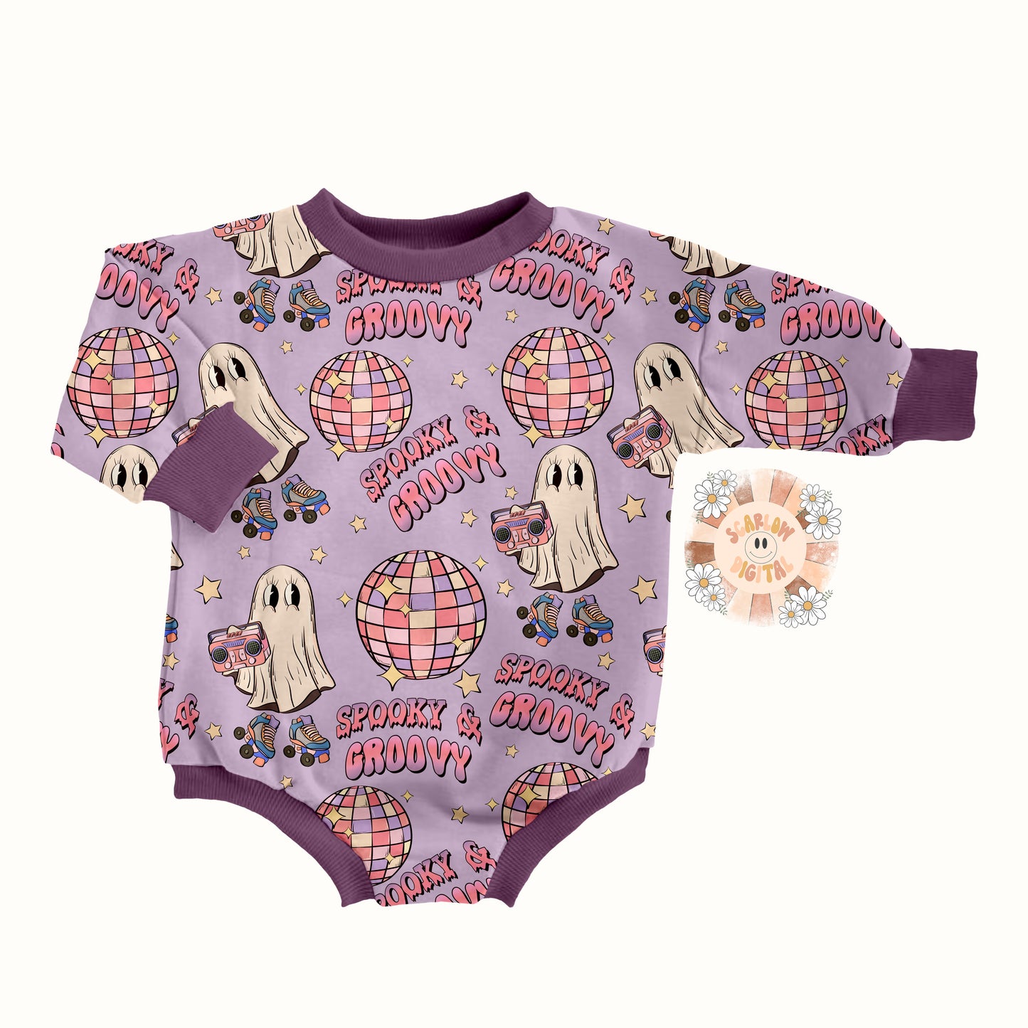 Spooky and Groovy Seamless Pattern-Halloween Sublimation Digital Design Download-ghost seamless file, vintage halloween seamless pattern