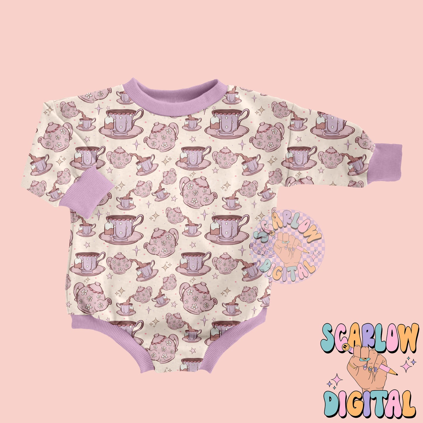 Tea Party Seamless Pattern Digital Design Download, tea cup seamless paper, tea pot pattern, coquette designs, trendy girl seamless patterns