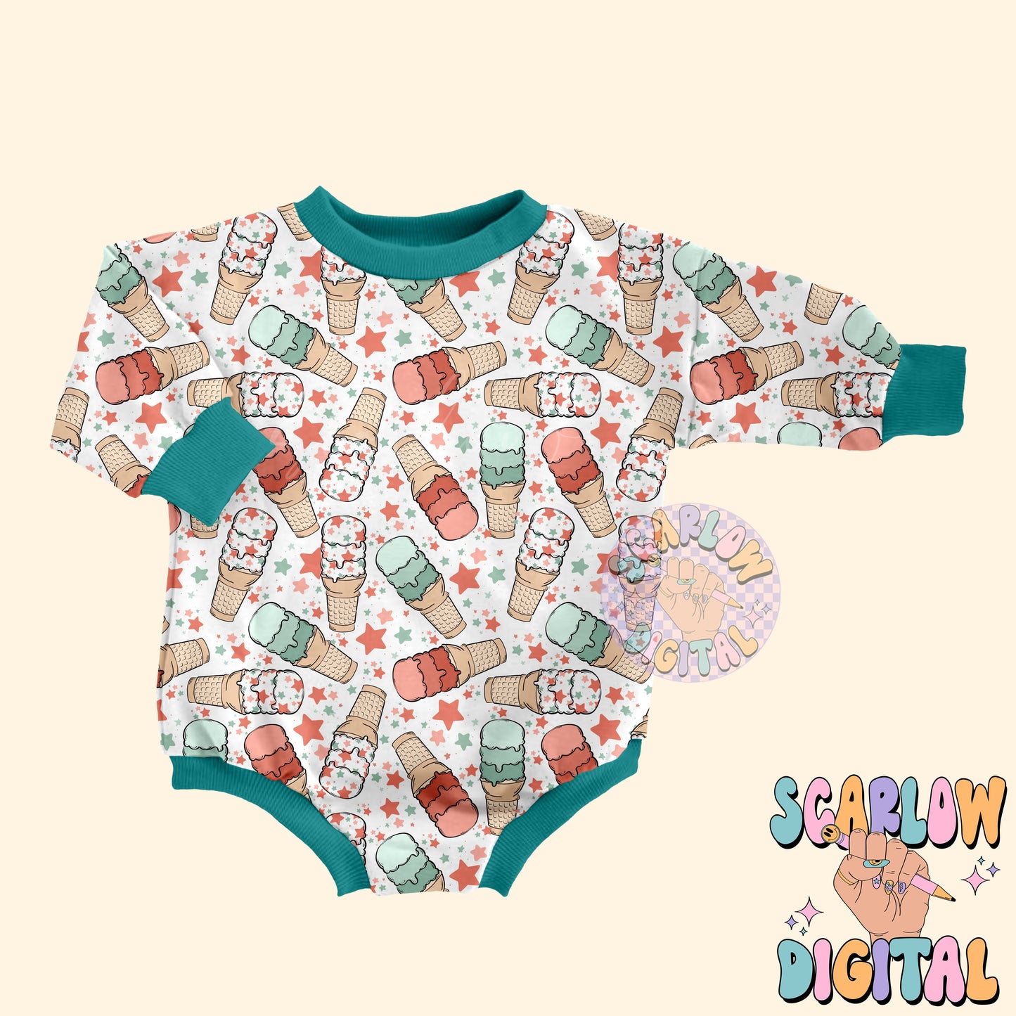 Patriotic Ice Cream Seamless Pattern