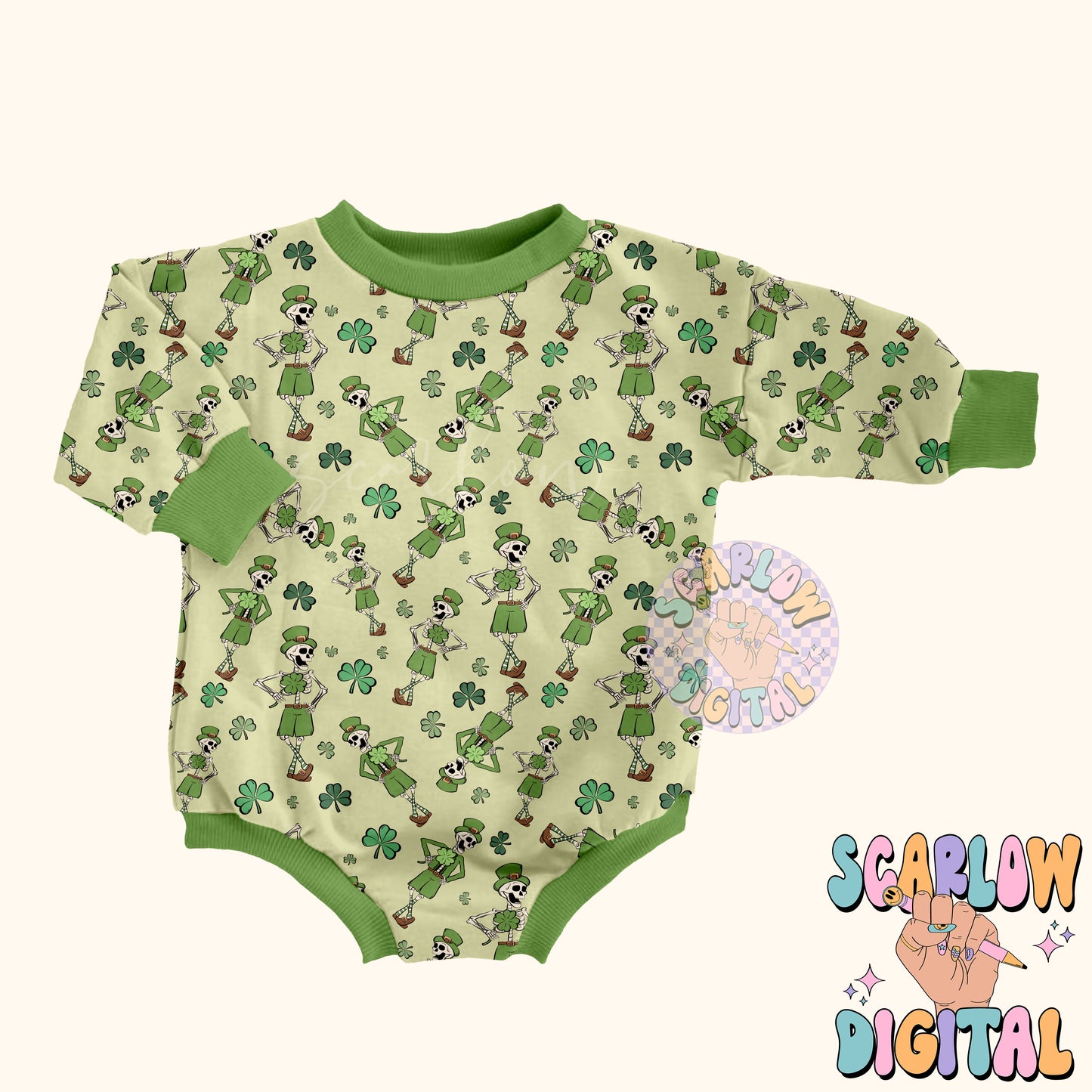 Lucky Skeletons Seamless Pattern-St Patrick's Day Sublimation Digital Design Download-shamrock seamless, irish seamless, funny seamless
