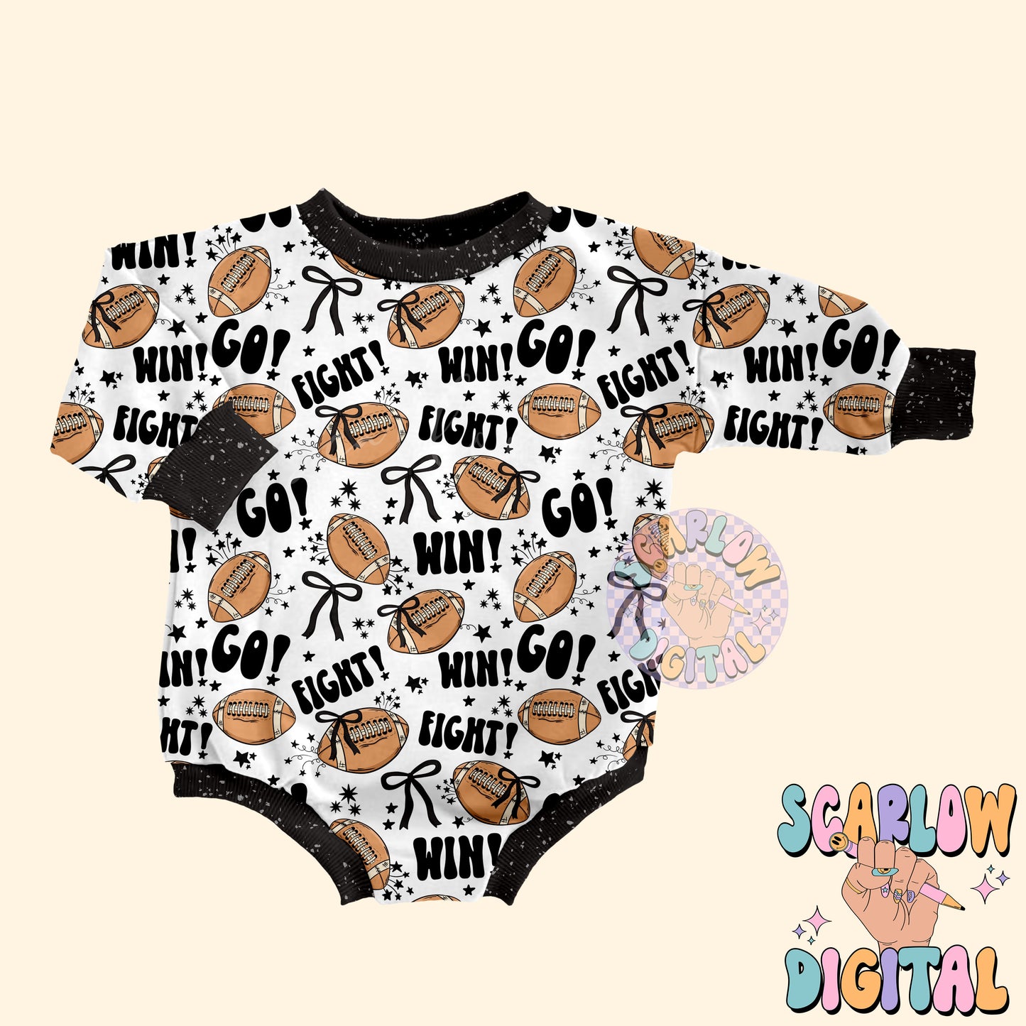 Footballs and Bows Seamless Pattern Digital Design