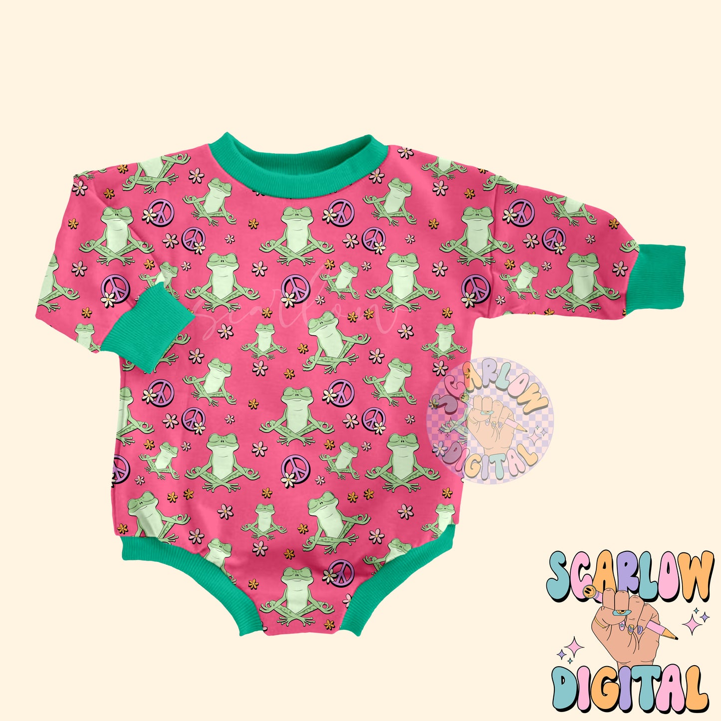 Groovy Frog Seamless Pattern Digital Design