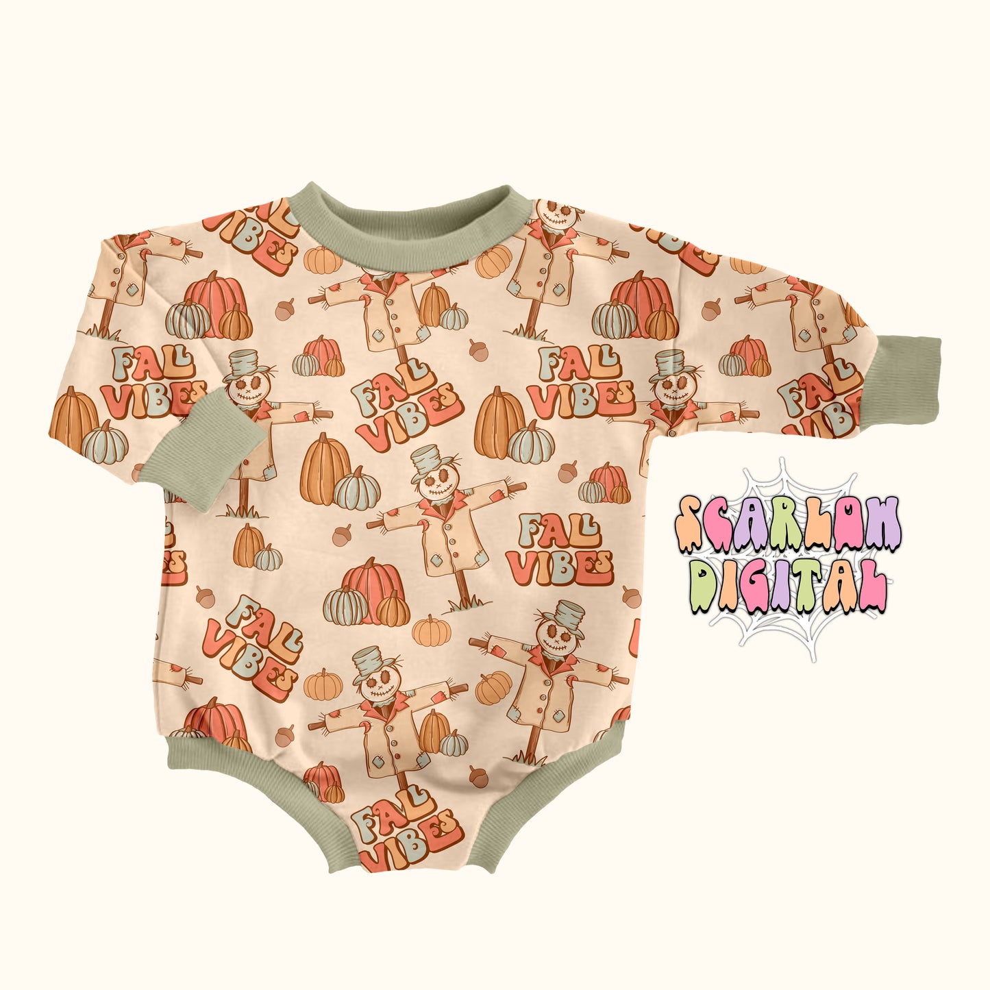 Fall Vibes Seamless Pattern-Autumn Sublimation Digital Design Download-fall surface pattern, pumpkins seamless file, scarecrow seamless file