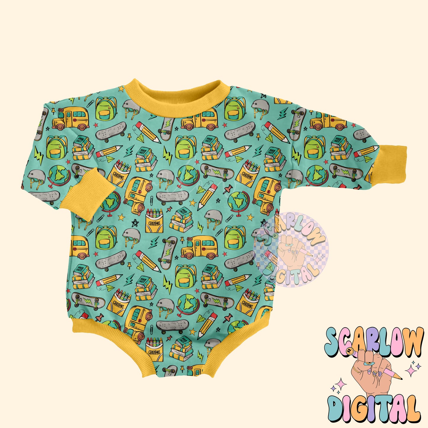 Boy Back to School Seamless Pattern Digital Design