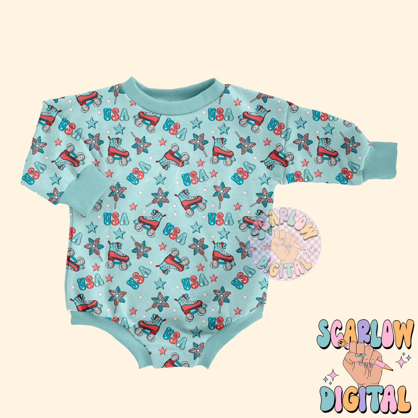 Patriotic Rollerskates Seamless Pattern