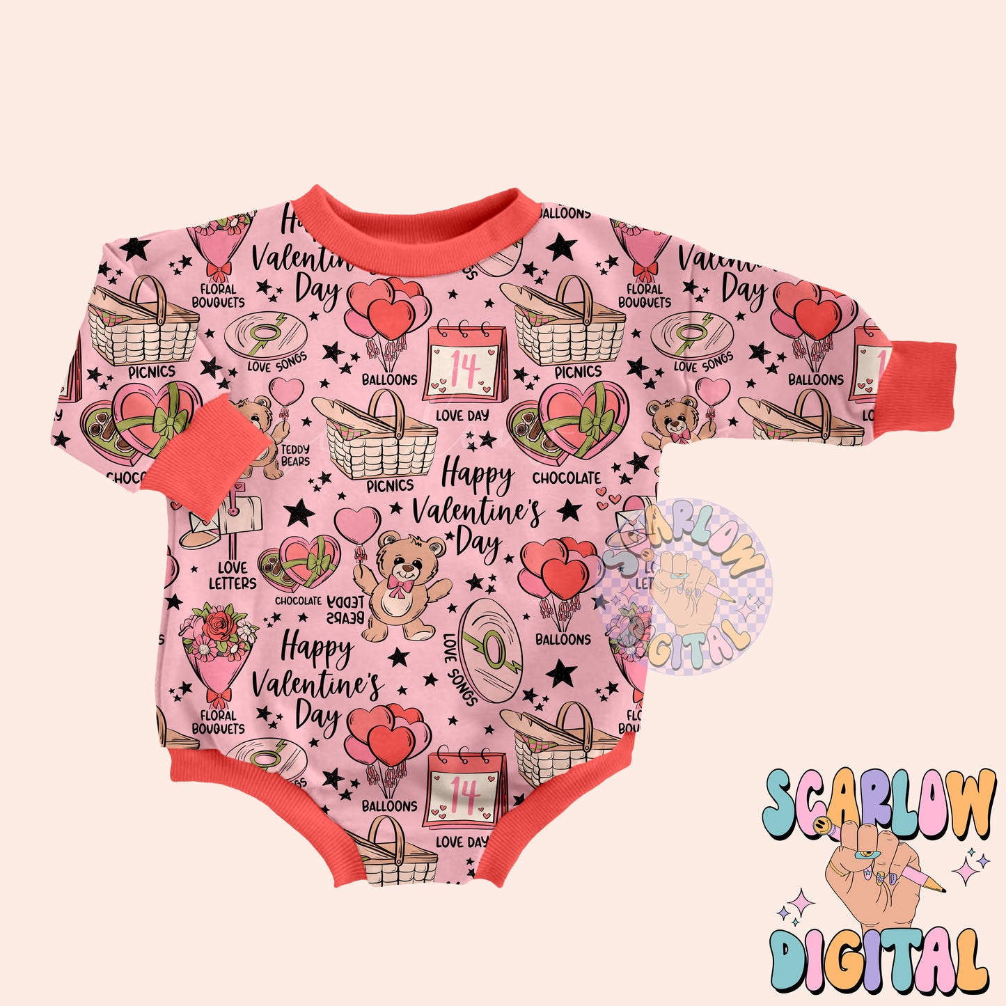 Valentine's Day Seamless Pattern Sublimation Digital Design Download, valentines designs, flowers seamless, chocolate hearts seamless file