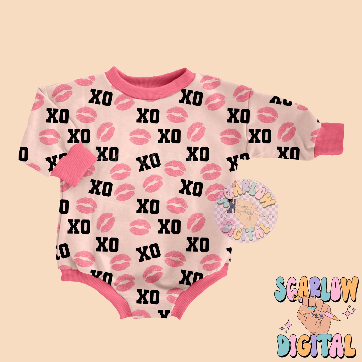 XoXo Seamless Pattern-Valentine's Day Sublimation Digital Design Download-kisses seamless file, vday designs, hearts seamless file designs