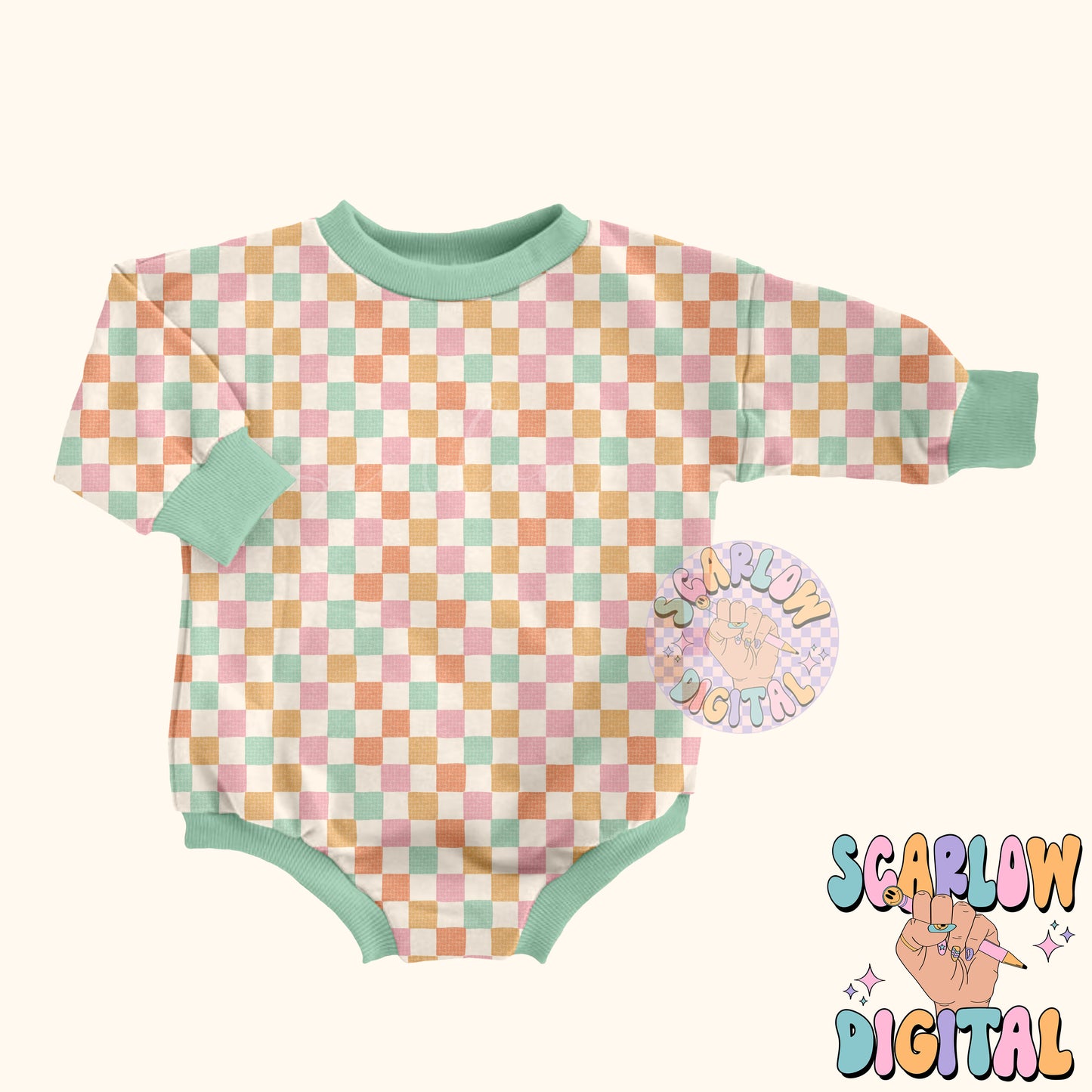 Rainbow Checkers Seamless Pattern