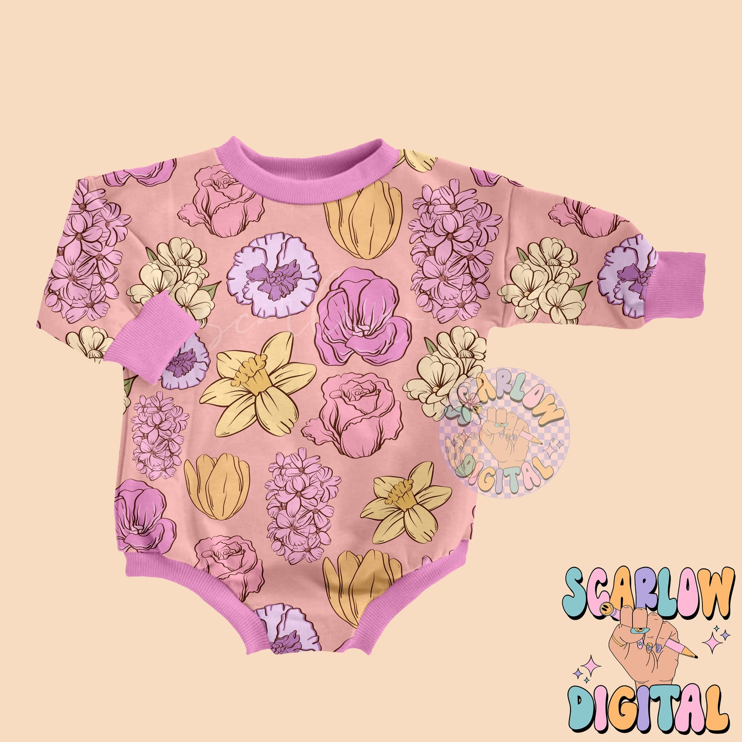 Floral Seamless Pattern-Spring Sublimation Digital Design Download-spring flowers seamless pattern, summer seamless, girly seamless pattern