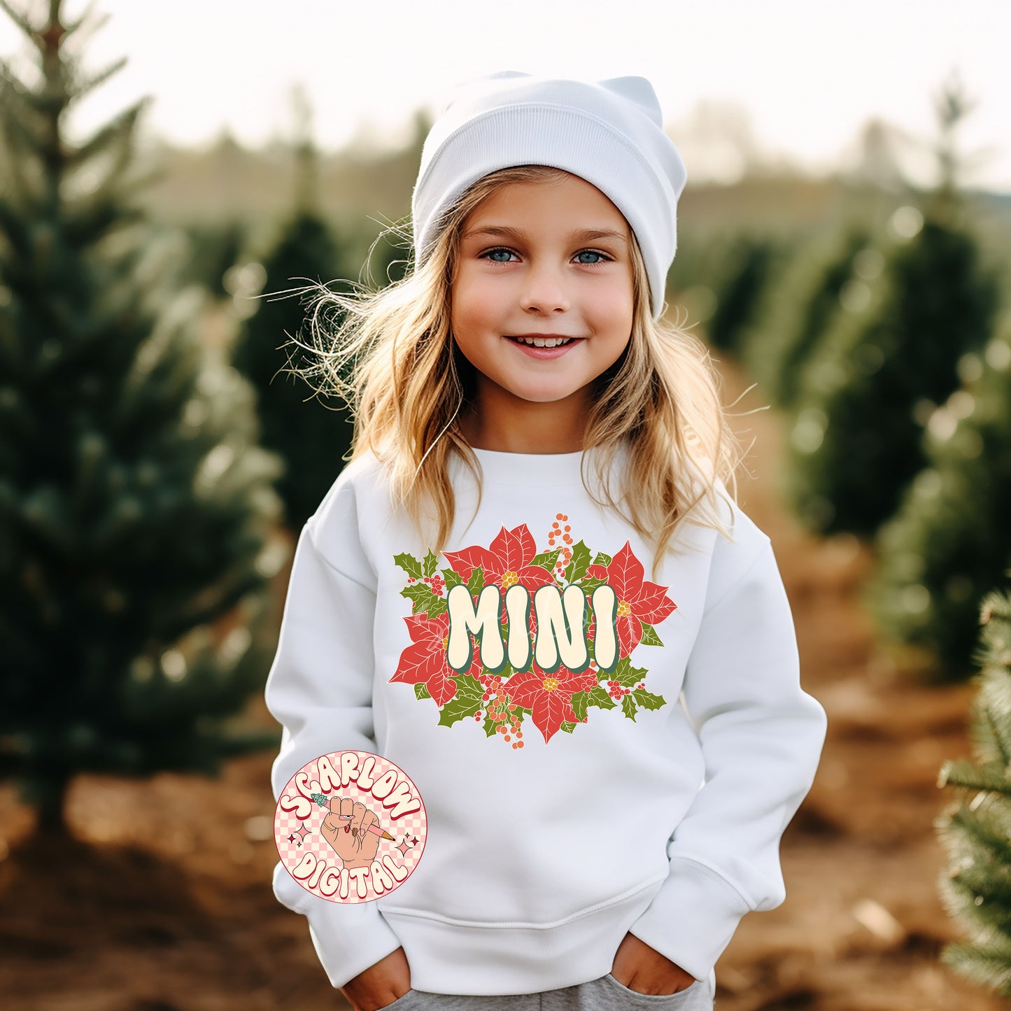 Floral Mini PNG-Christmas Sublimation Digital Design Download-christmas kids png, poinsettia floral png, flowers png, mama mini png designs