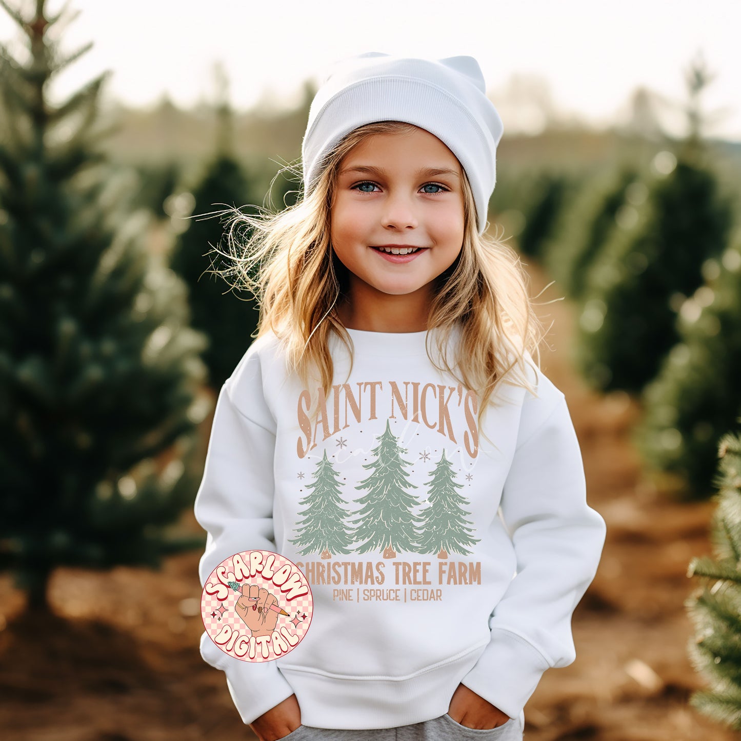 Saint Nick's Christmas Tree Farm PNG Digital Design