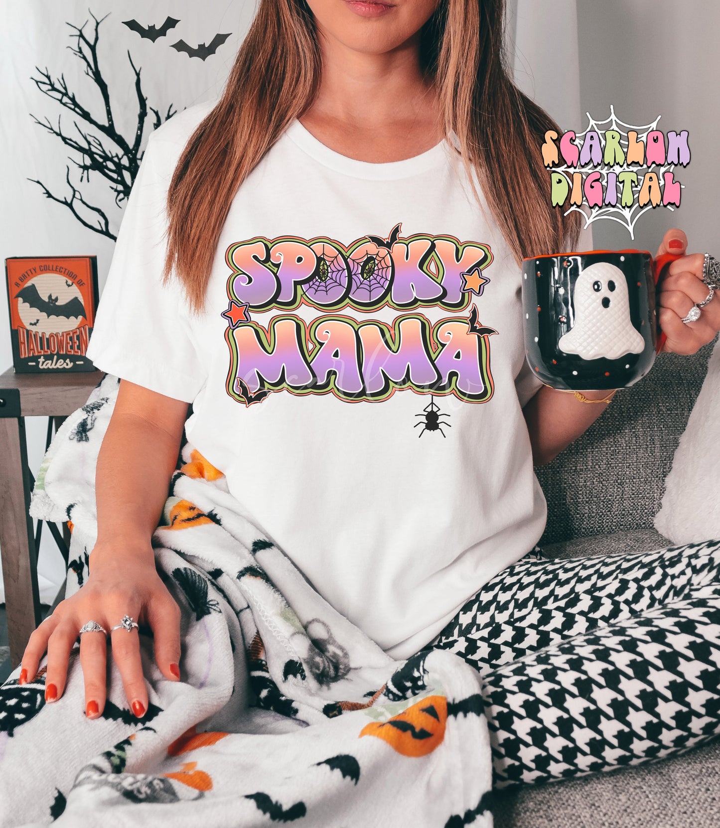 Spooky Mama PNG-Halloween Sublimation Digital Design Download-spooky season png, png for moms, mama png, fall png, trendy png, spider png