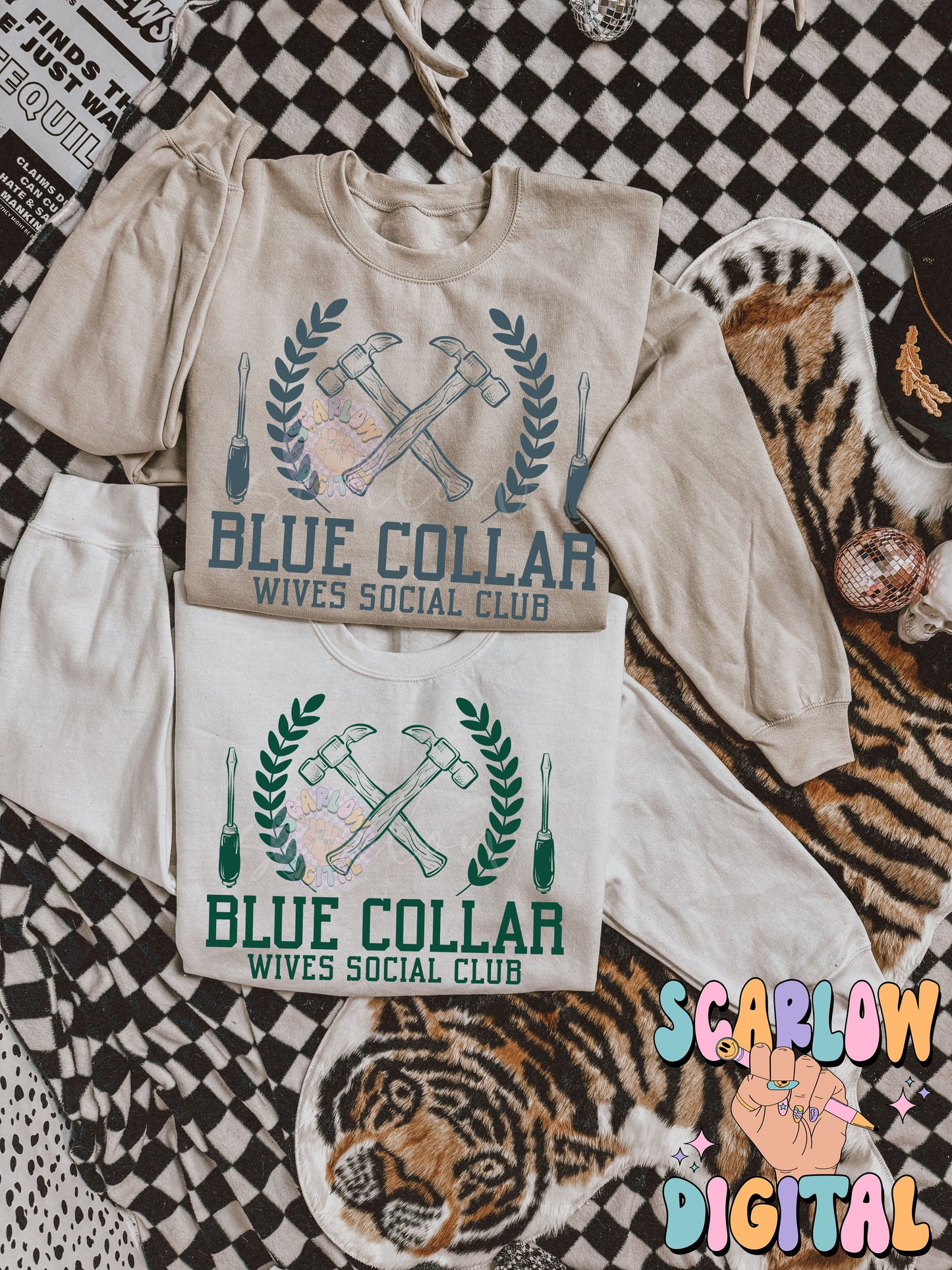 Blue Collar Wives Social Club PNG Digital Design Download, vintage style png, simple png, single color png, trendy png, png design for women