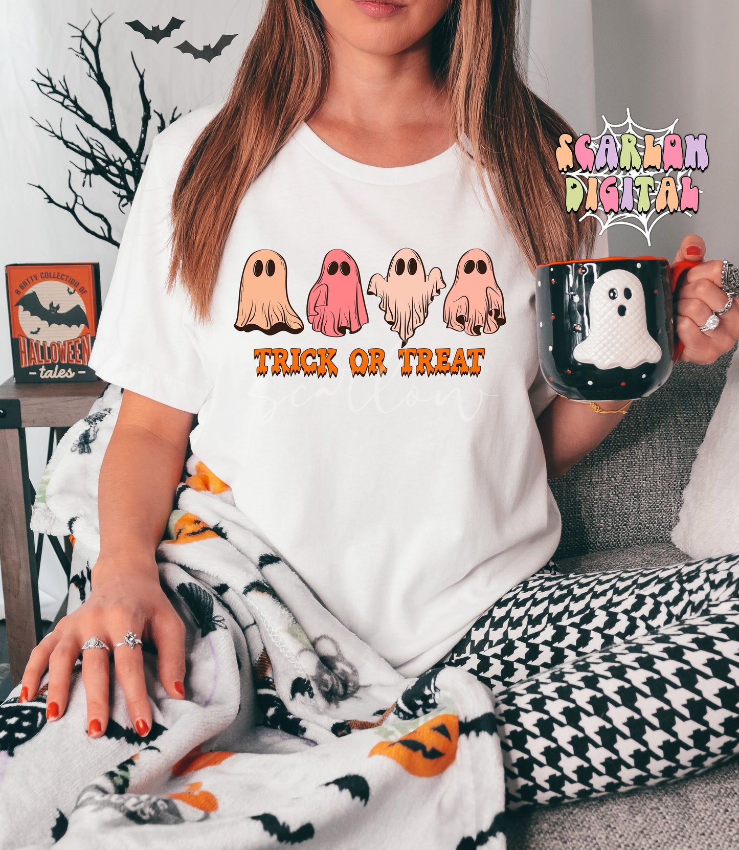 Trick or Treat PNG-Halloween Sublimation Digital Design Download-spooky season png, ghost png, boho ghost png, retro png, vintage halloween png