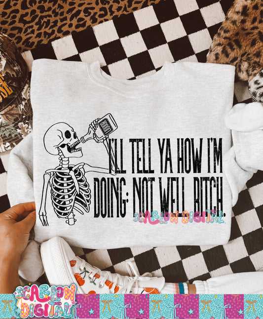 I'll Tell Ya How I'm Doing: Not Well Bitch PNG Digital Design