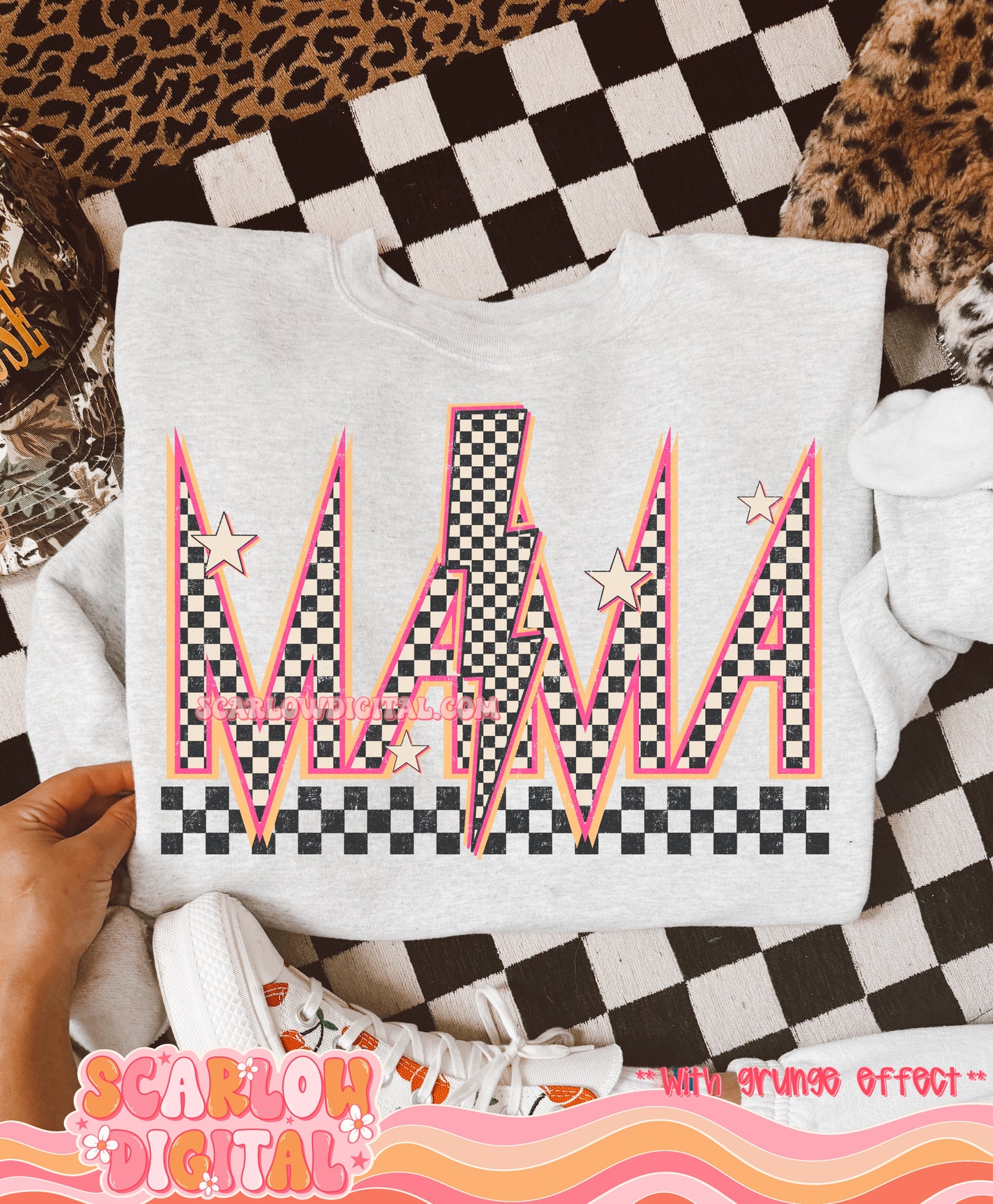 Rocker Mama (Pink and Yellow) PNG Digital Design