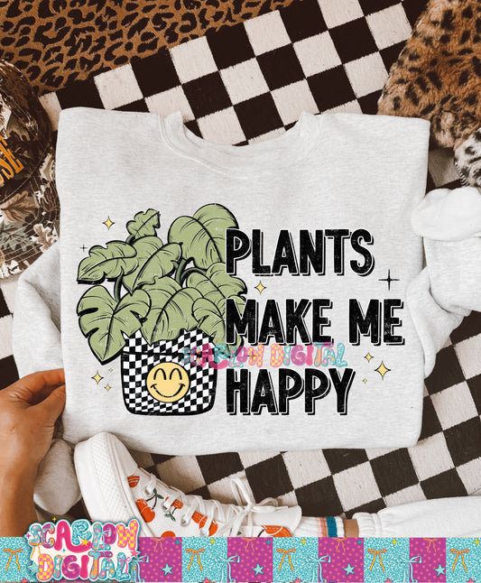Plants Make Me Happy PNG Digital Design