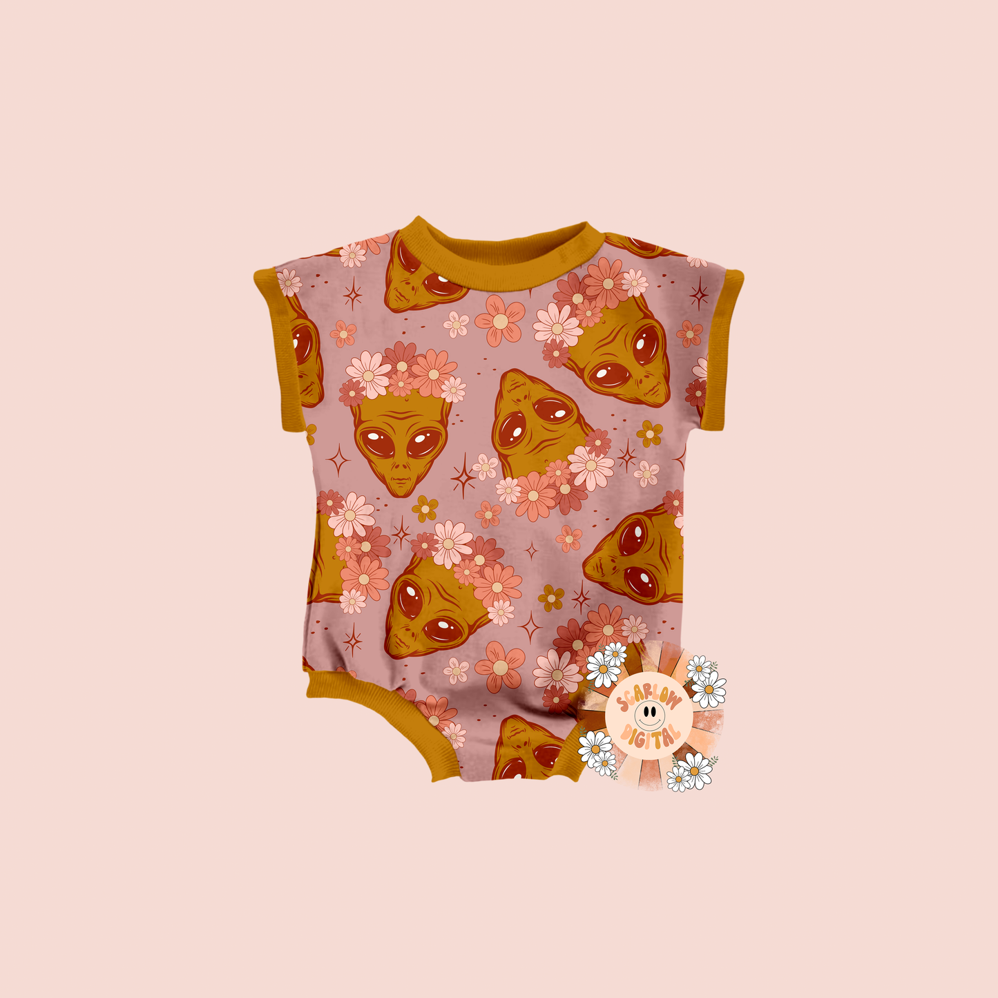 Alien Seamless Pattern-Floral Sublimation Digital Design Download-retro seamless pattern, Space seamless pattern, Girl sublimation designs