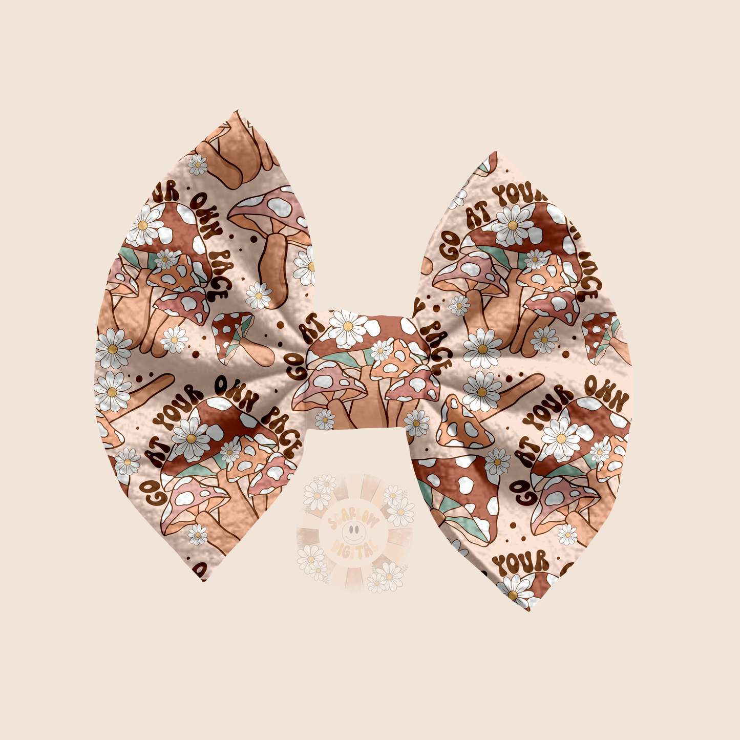 Go At Your Own Pace Seamless Pattern-Mushroom Sublimation Digital Design Download-summer seamless file, boho sublimation, retro seamless