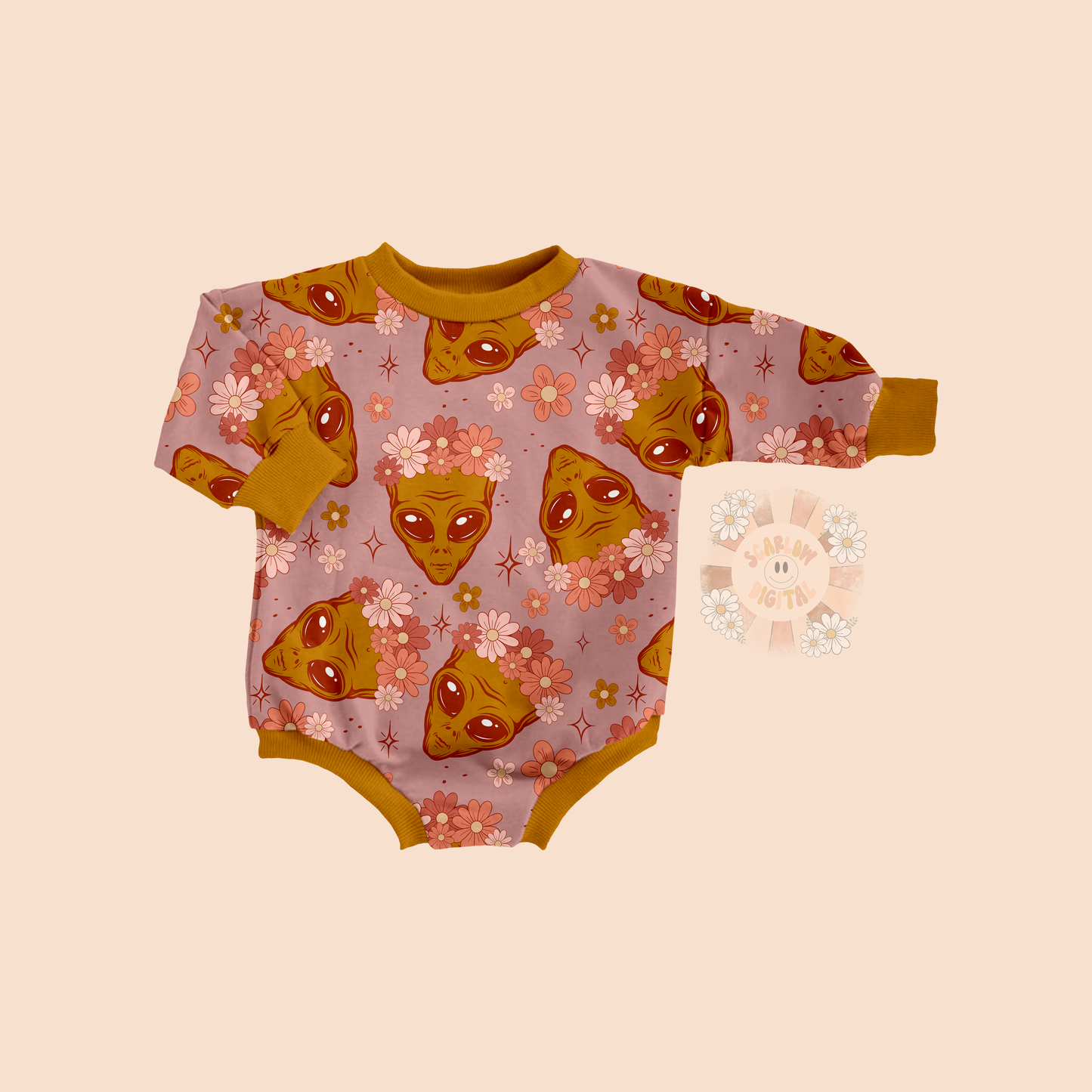 Alien Seamless Pattern-Floral Sublimation Digital Design Download-retro seamless pattern, Space seamless pattern, Girl sublimation designs