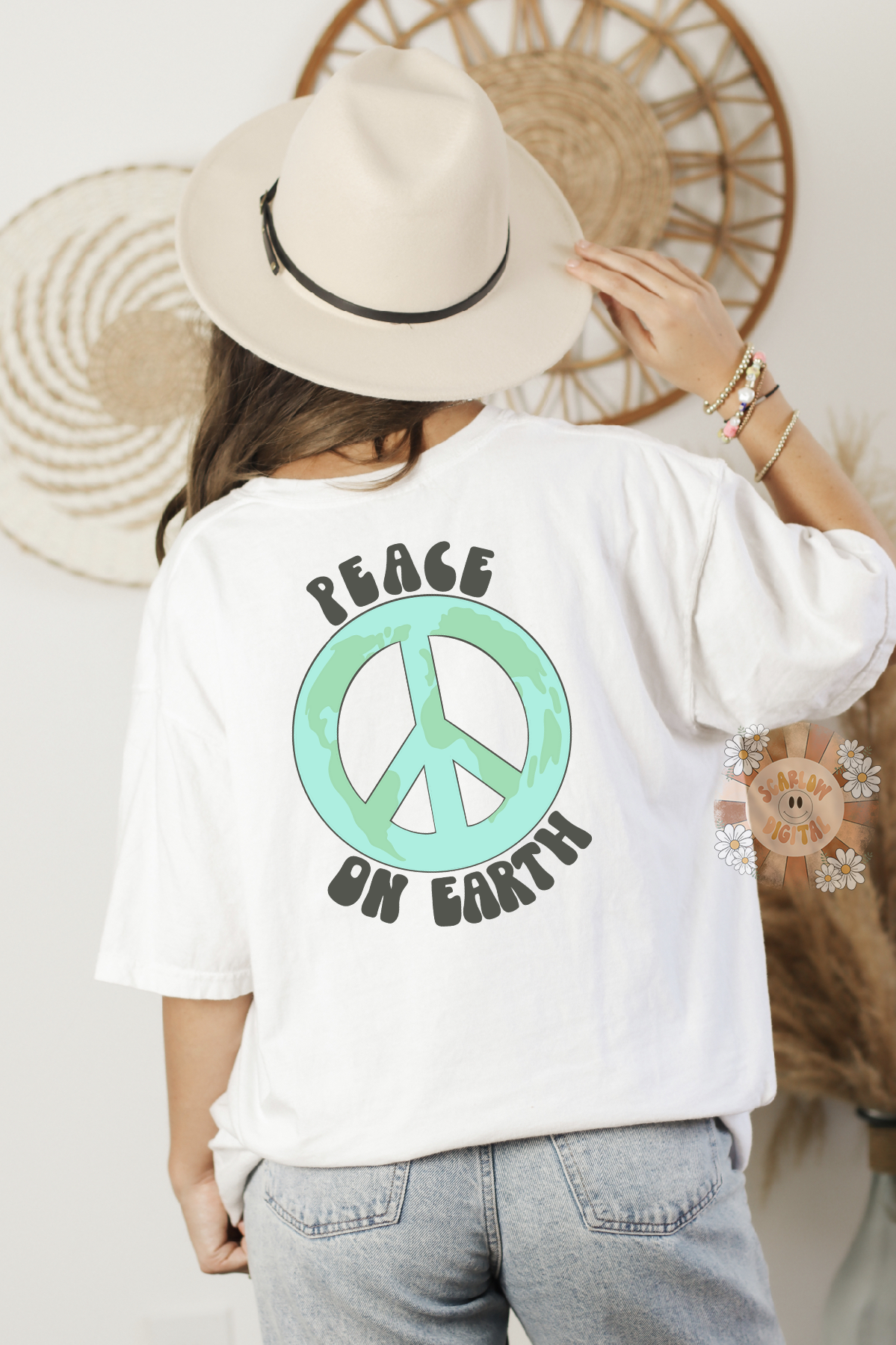 Peace on Earth PNG Pocket and Back Bundle-Sublimation Digital Design Download-hippie png, pocket png bundle, boho png, mother earth png