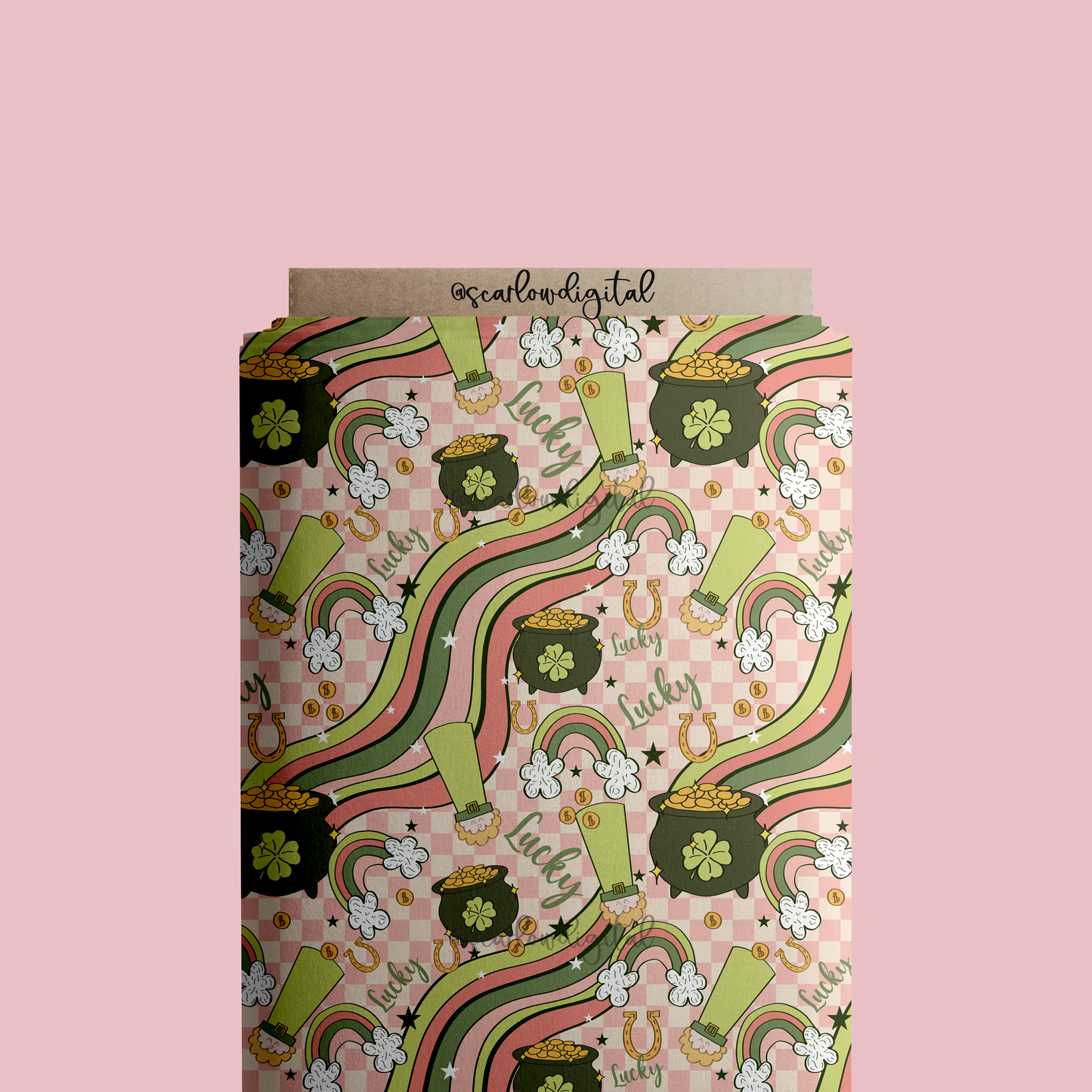 Lucky Rainbow Seamless Pattern-Saint Patty's Day Sublimation Digital Design Download- leprechaun seamless pattern, lucky girl seamless file
