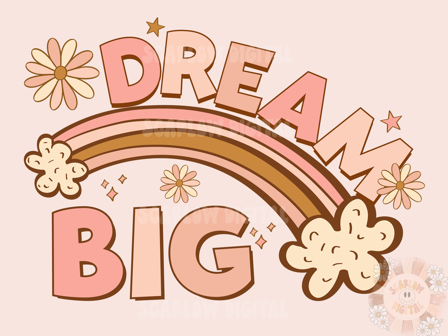 Dream Big PNG-Boho Sublimation Digital Design Download-floral png, rainbow png, inspirational png, motivational png, girl png, retro png