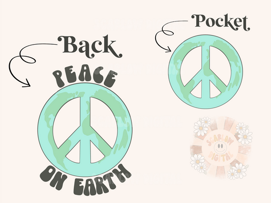 Peace on Earth PNG Pocket and Back Bundle-Sublimation Digital Design Download-hippie png, pocket png bundle, boho png, mother earth png