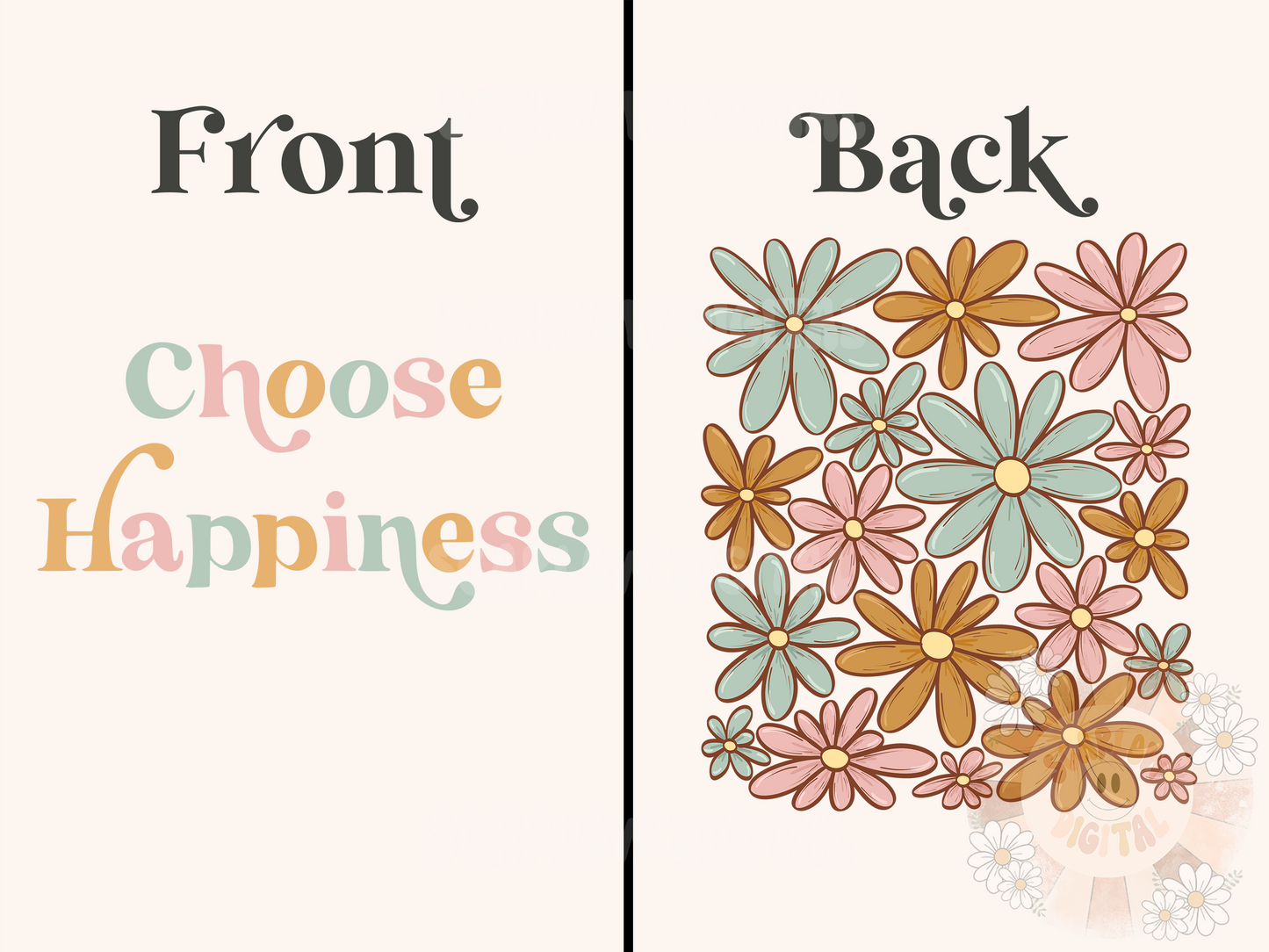 Choose Happiness Floral Front and Back PNG Bundle-Sublimation Digital Design Download-png bundles, sublimation bundle, flowers png design