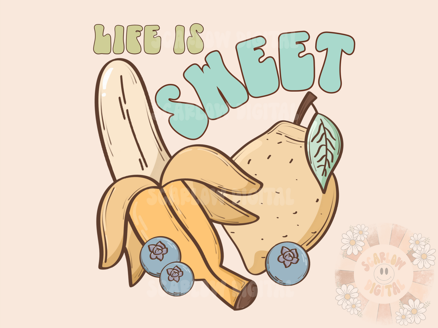Life is Sweet PNG-Fruit Sublimation Digital Design Download-summer fruit png, boy png, trendy png, banana png, lemon png, funny png designs
