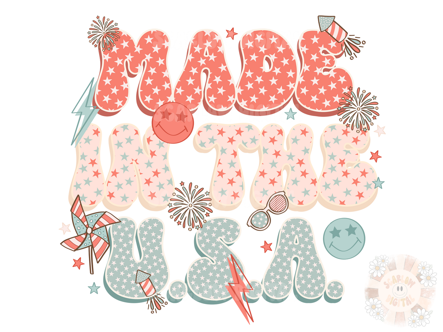 Made in the USA PNG-Fourth of July Sublimation Digital Design Download-patriotic png, fireworks png, freedom png, stars & stripes png design