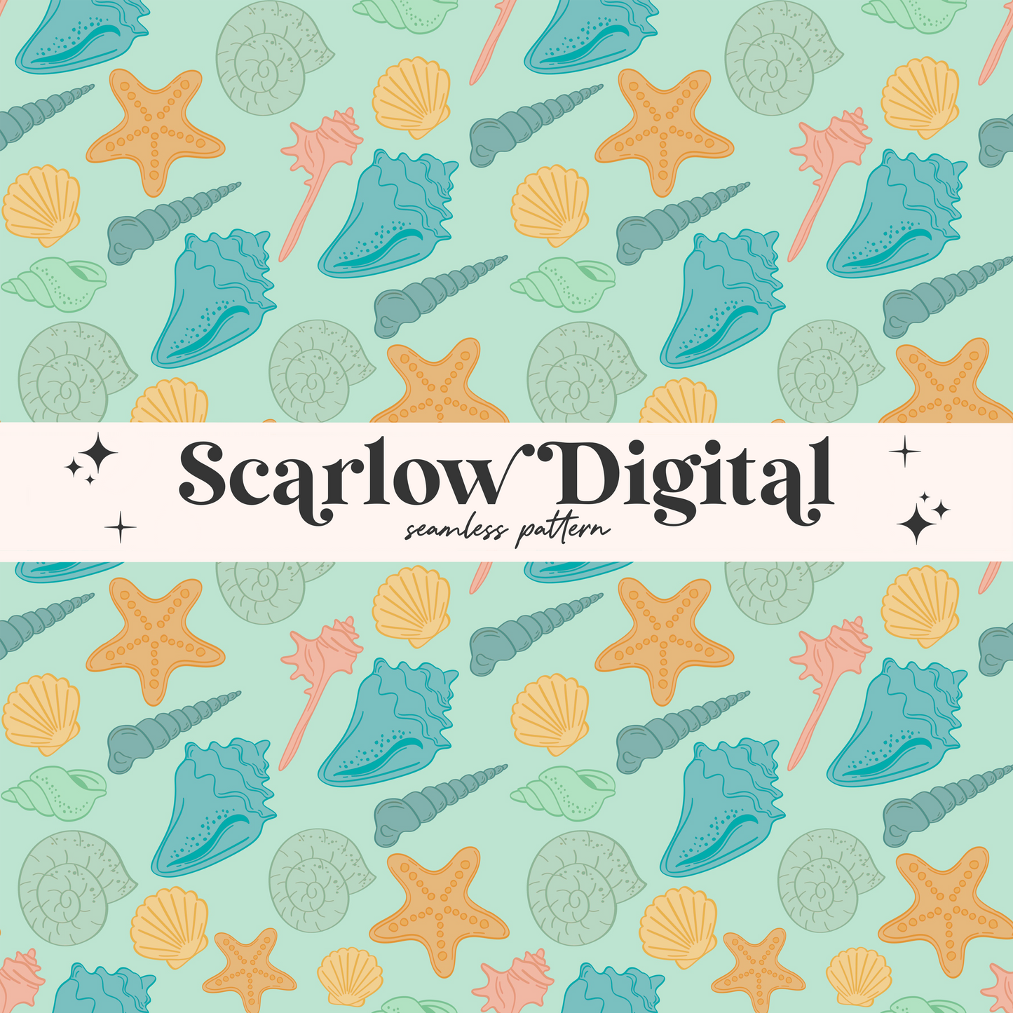 Sea Shells Seamless Pattern