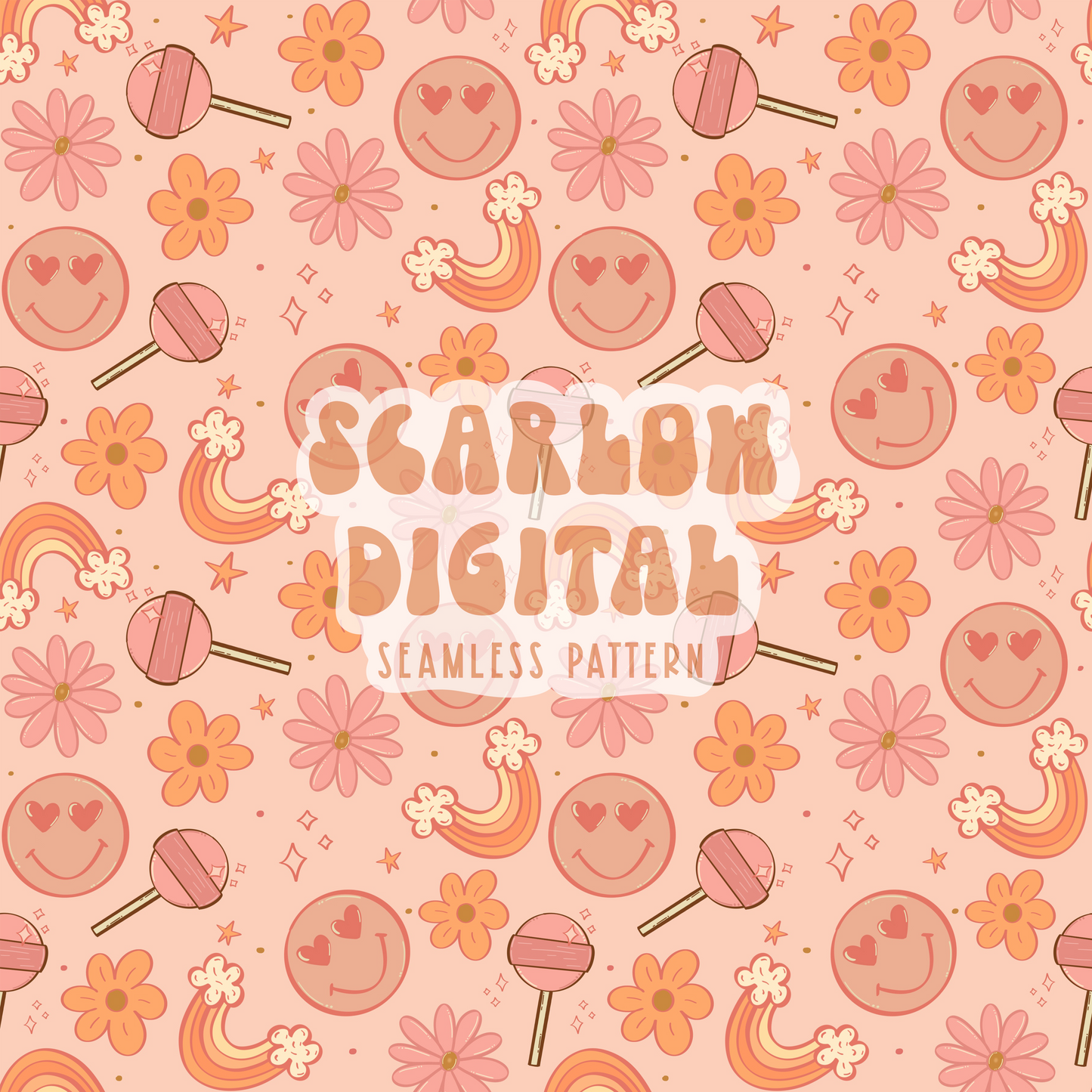 Girly Doodles Seamless Pattern-Preppy Sublimation Digital Design Download-flowers seamless pattern, summertime seamless file, spring design
