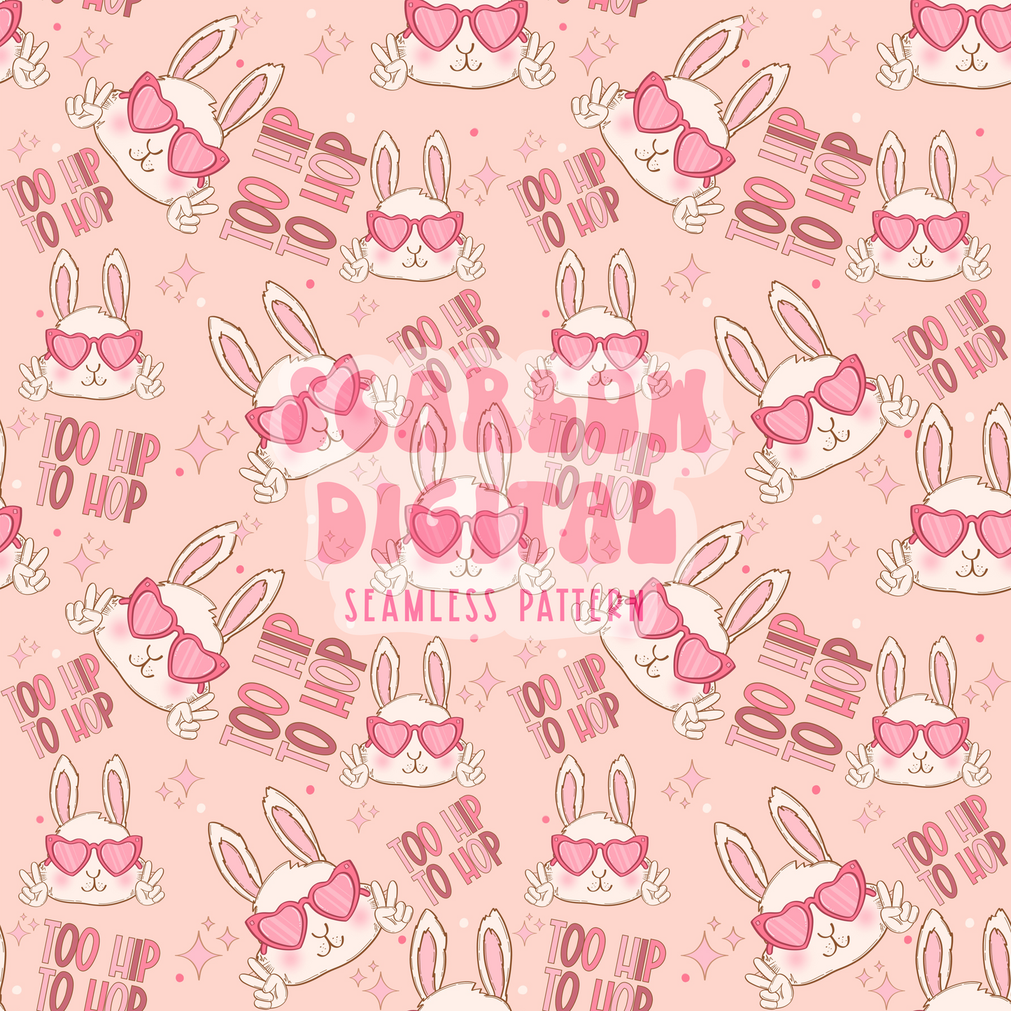 Too Hip to Hop Seamless Pattern-Easter Sublimation Digital Design Download-easter girl seamless file, easter bunny seamless pattern designs
