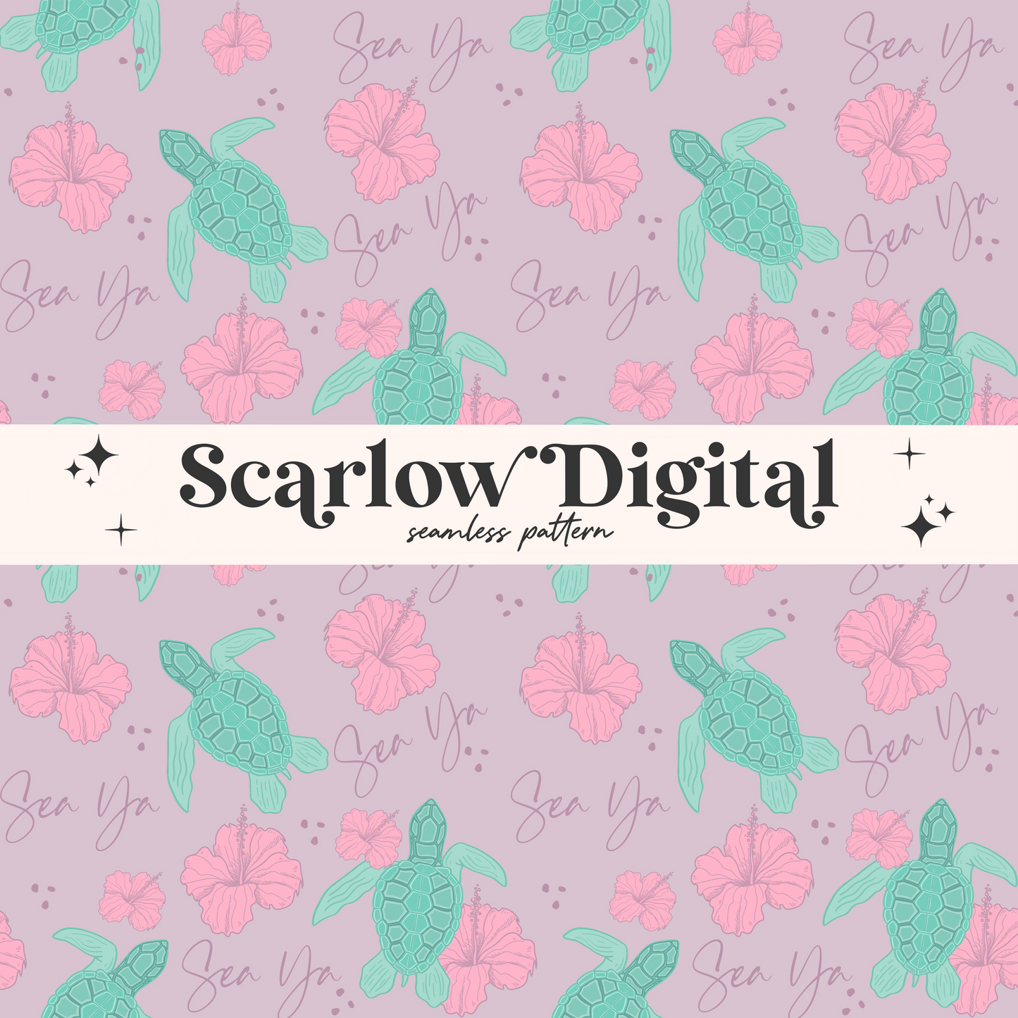 Sea Ya Seamless Pattern-Sea Turtle Sublimation Digital Design Download-beachy seamless file, ocean life seamless, hawaiian seamless pattern
