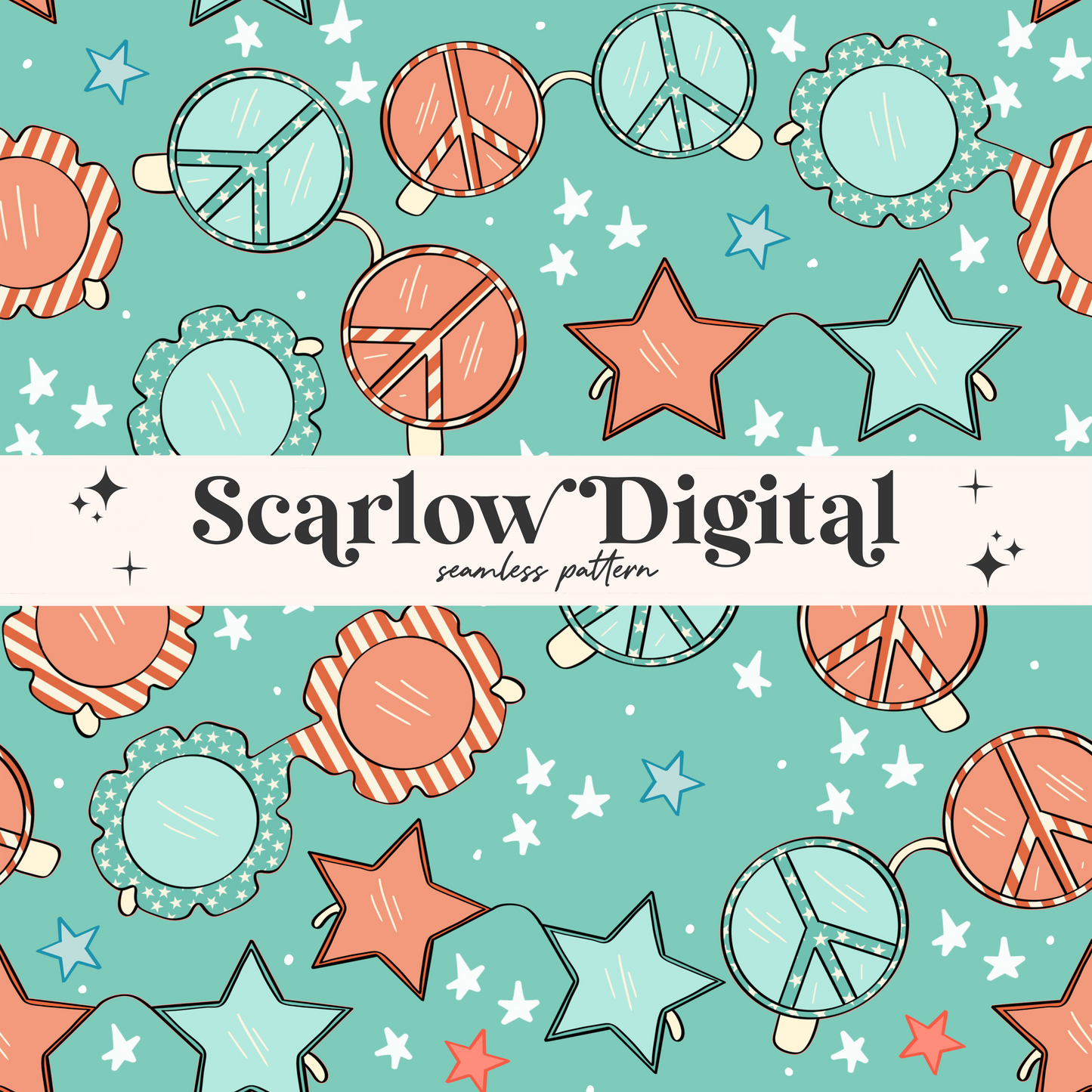 Patriotic Sunglasses Seamless Pattern