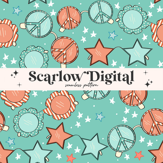 Patriotic Sunglasses Seamless Pattern