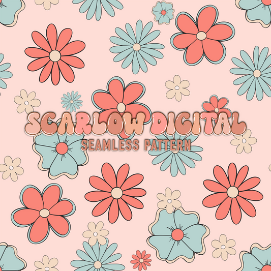 Patriotic Flowers Seamless Pattern-July 4th Sublimation Digital Design Download-floral seamless pattern, fourth of july seamless patterns