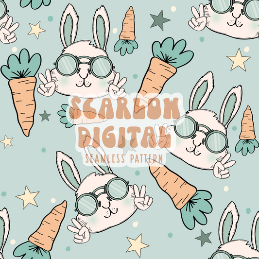 Bunny and Carrots Seamless Pattern-Easter Sublimation Digital Design Download-easter bunny seamless file, boy easter seamless, spring design