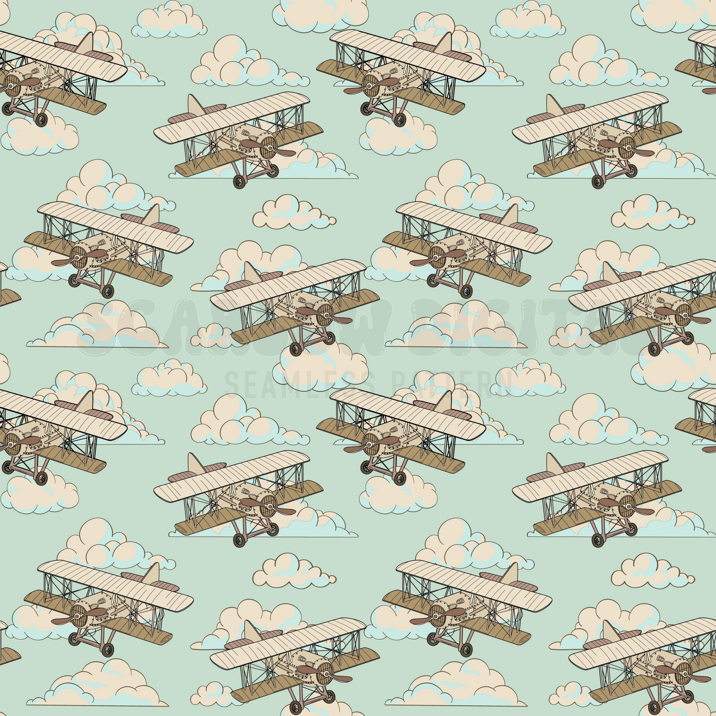 Vintage Airplane Seamless Pattern-Adventure Sublimation Digital Design Download-travel seamless file, boy seamless file, little boy designs