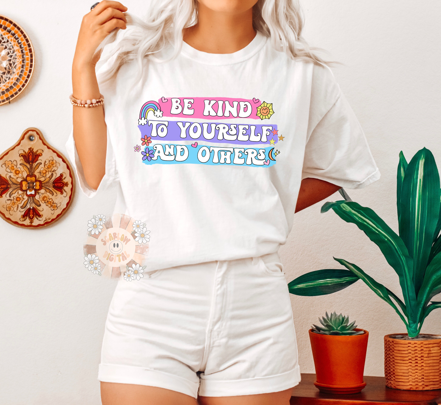 Be Kind to Yourself and Others PNG-Self Love Sublimation Digital Design Download-colorful png, rainbow png, heart png, star png, retro png