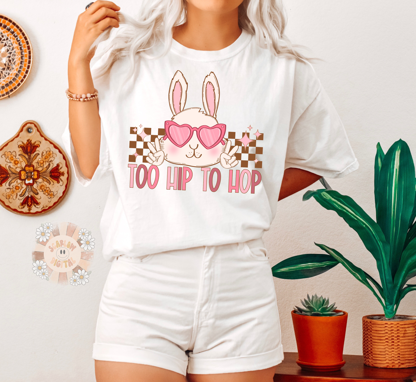 Too Hip to Hop PNG-Easter Sublimation Digital Design Download-little girl png, girl easter png, stars png, easter egg png, easter. bunny png