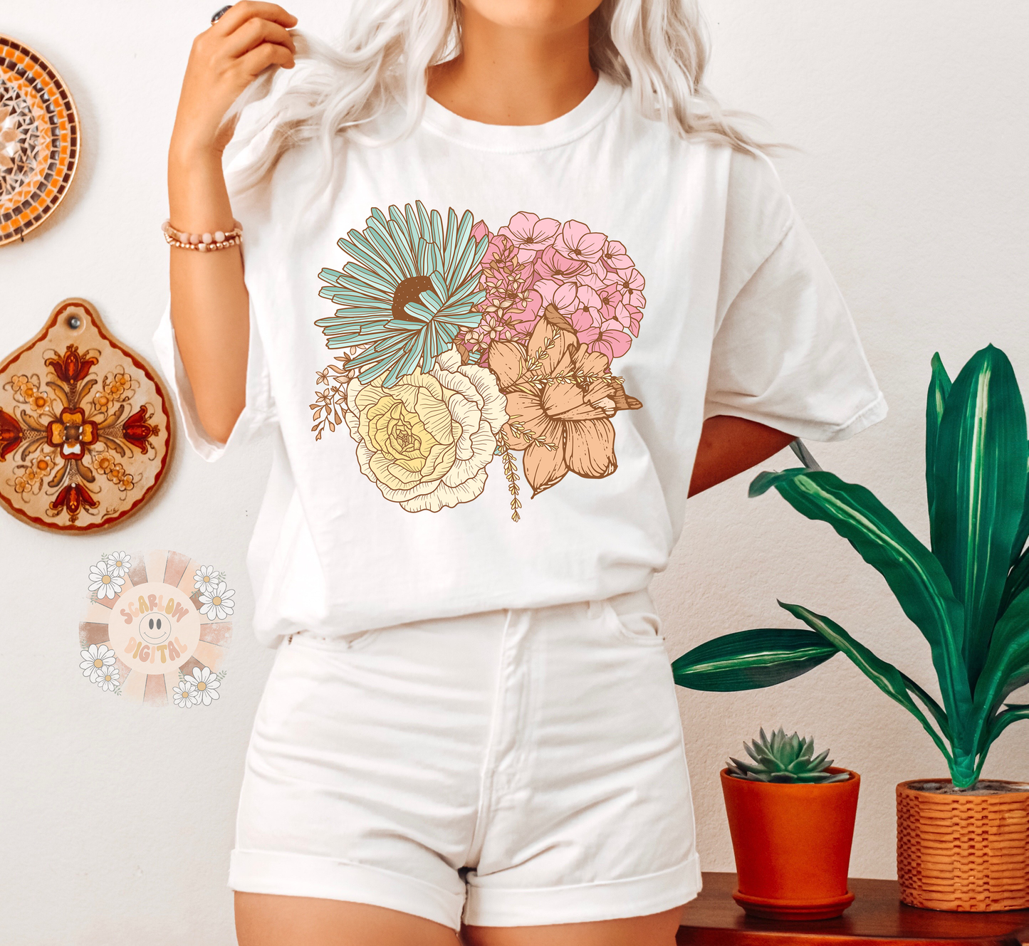 Floral Bouquet PNG-Spring Sublimation Digital Design Download-easter png, flowers png, spring flowers png, easter florals png, boho png