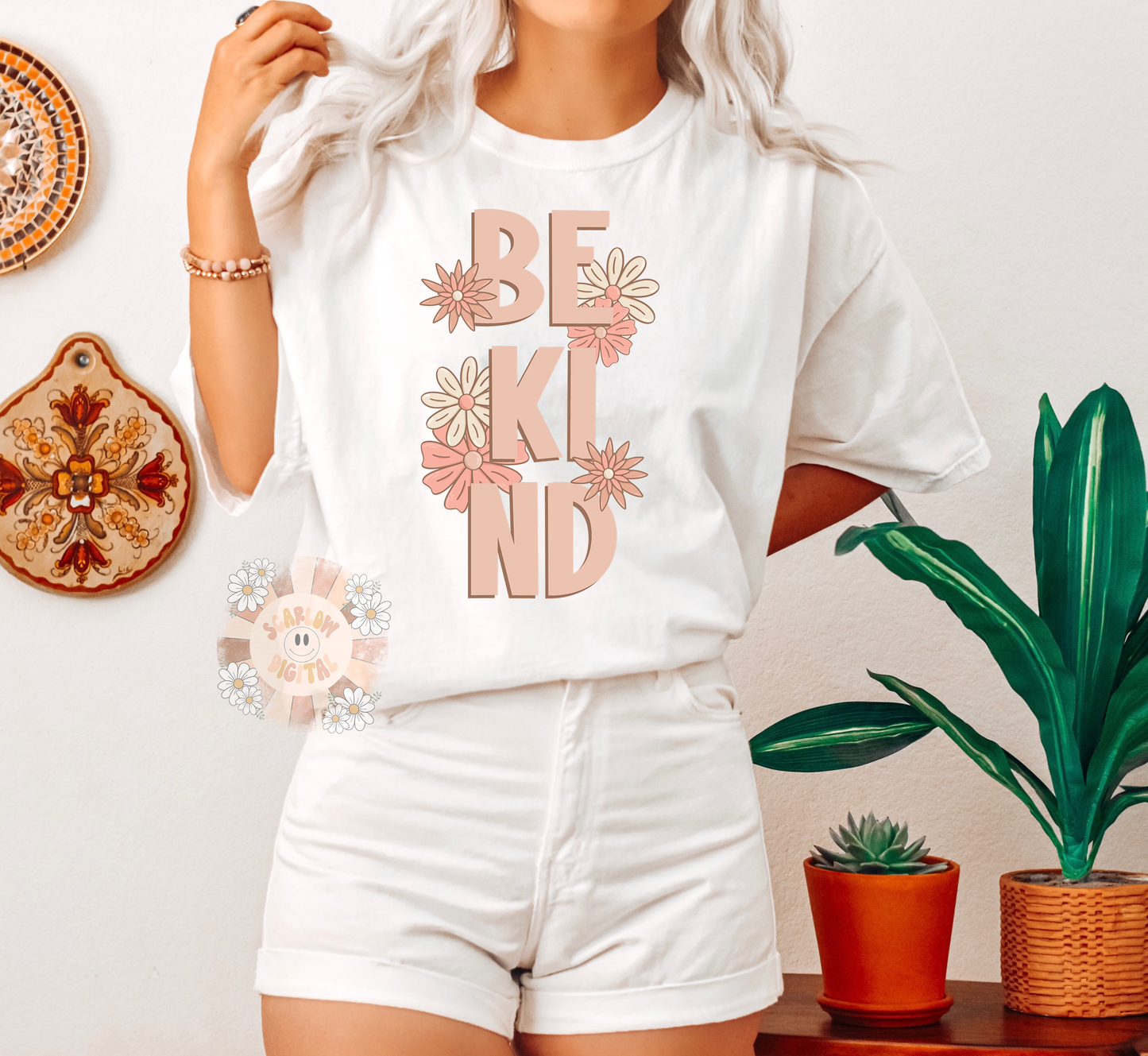 Be Kind PNG-Flowers Sublimation Digital Design Download-floral png, inspirational png, motivational png, trendy png, png designs for women