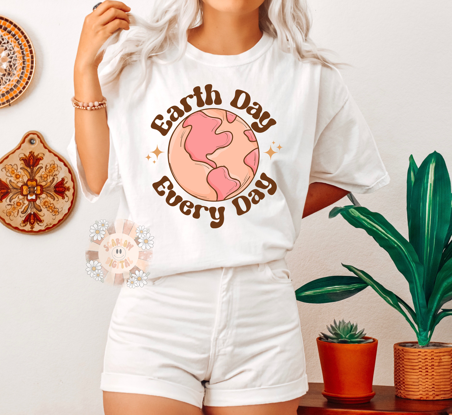 Earth Day Every Day PNG Sublimation Digital Design Download, planet earth png, earth day png, retro earth png, green png, hippie png design