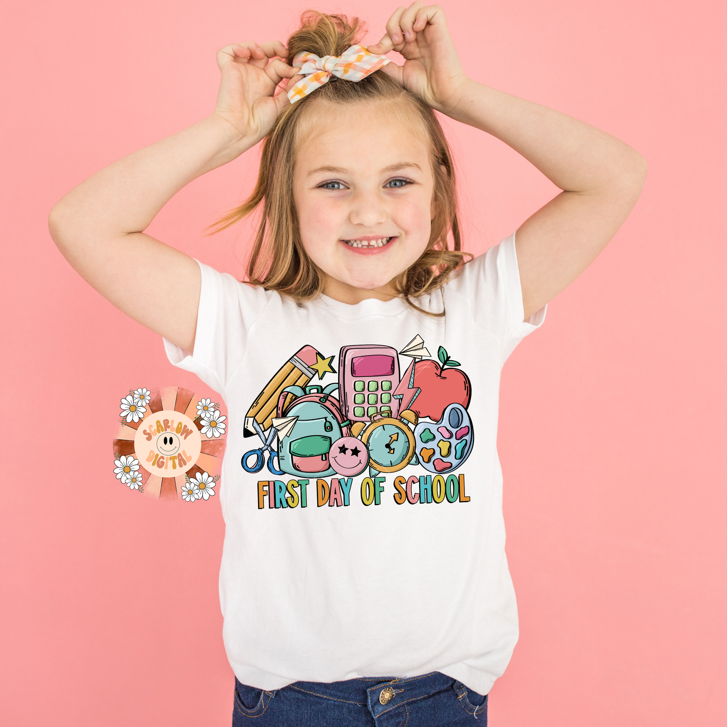 First Day of School PNG-Back to School Sublimation Digital Design Download-apple png, school doodle png, trendy school png, retro school png