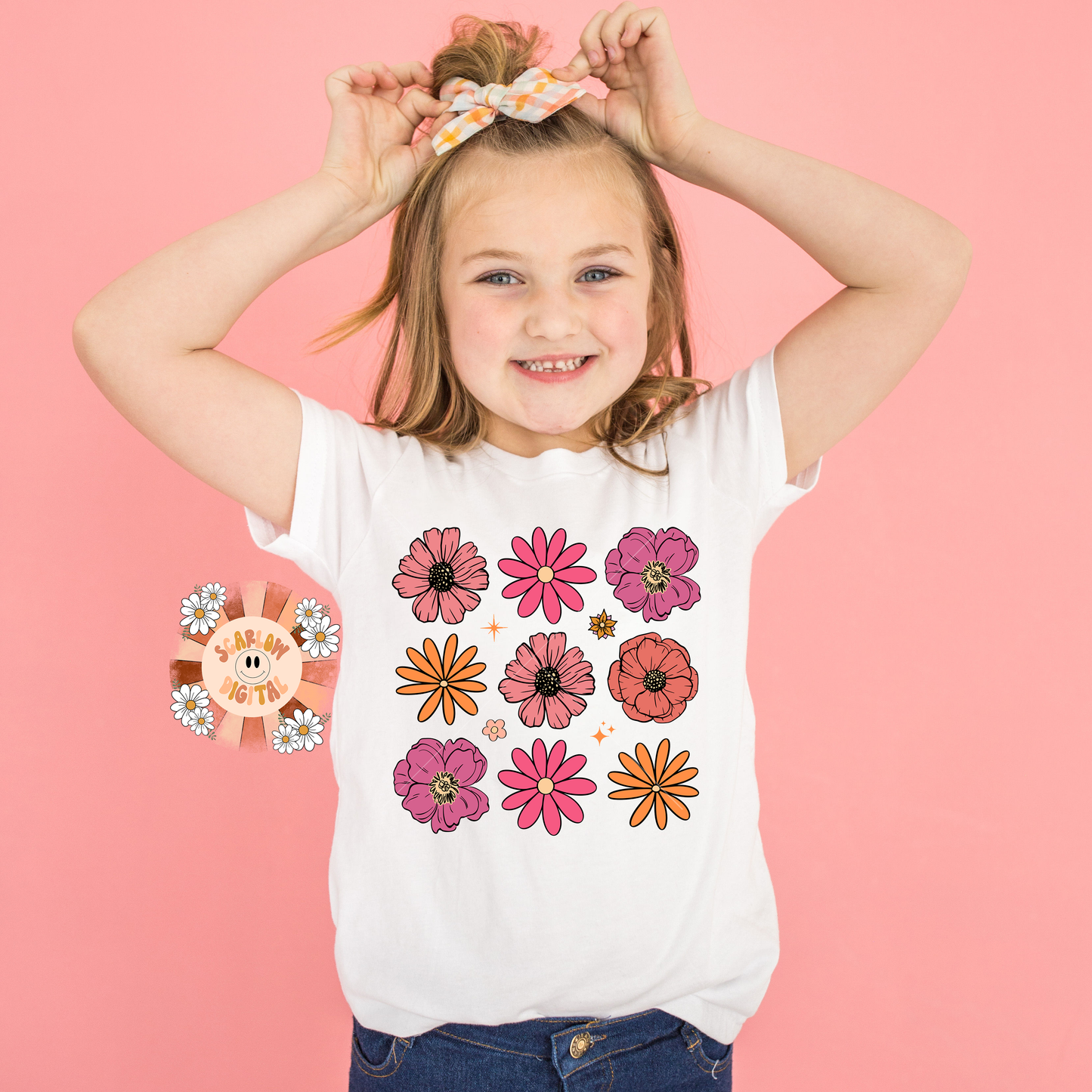 Flowers PNG-Spring Sublimation Digital Design Download-floral png, daisy png, girly png, stars png, summertime png, boho png, retro png