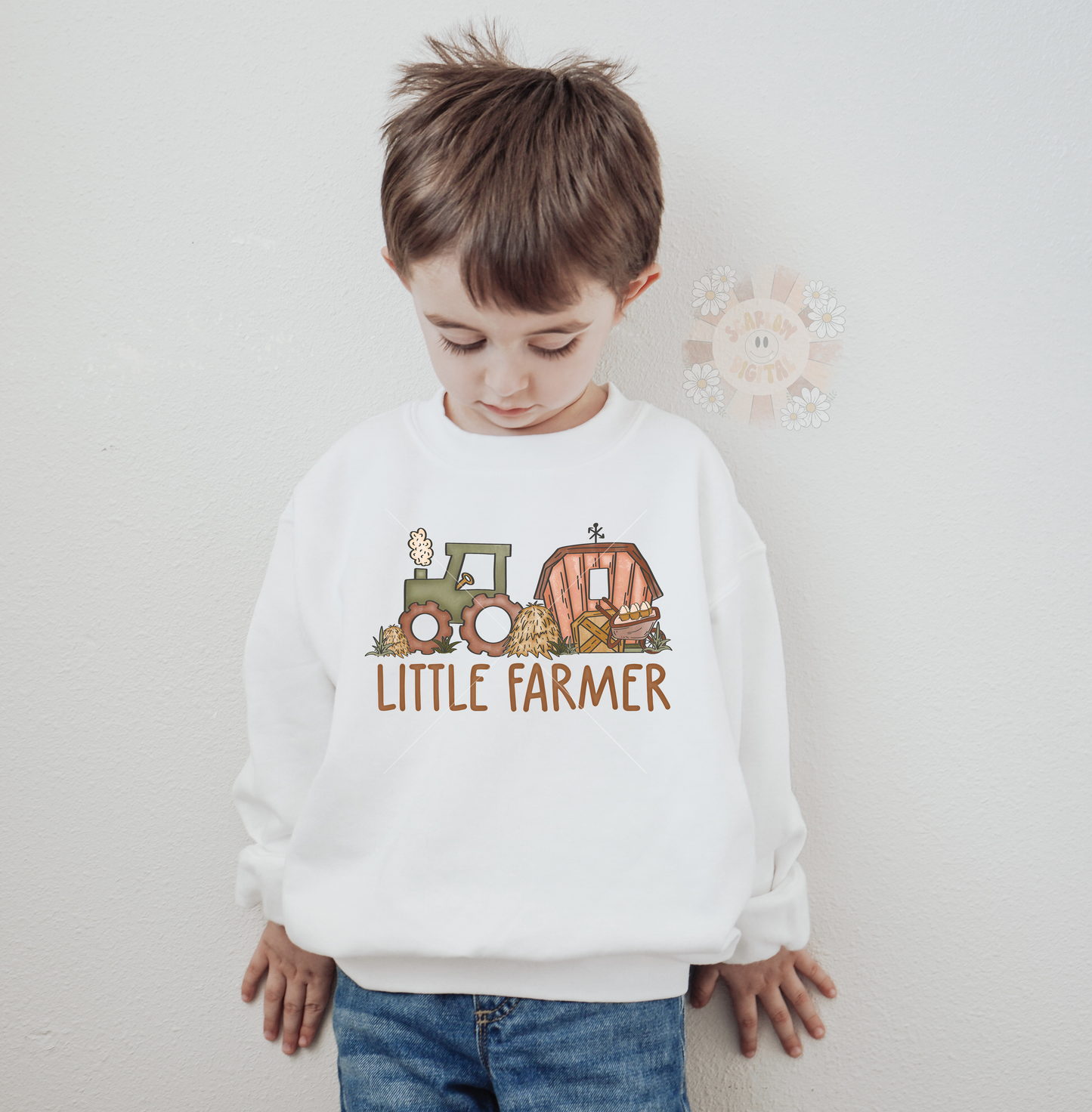Little Farmer PNG-Tractor Sublimation Digital Design Download-barn png, boy png, little boy designs, western png designs, country boy png